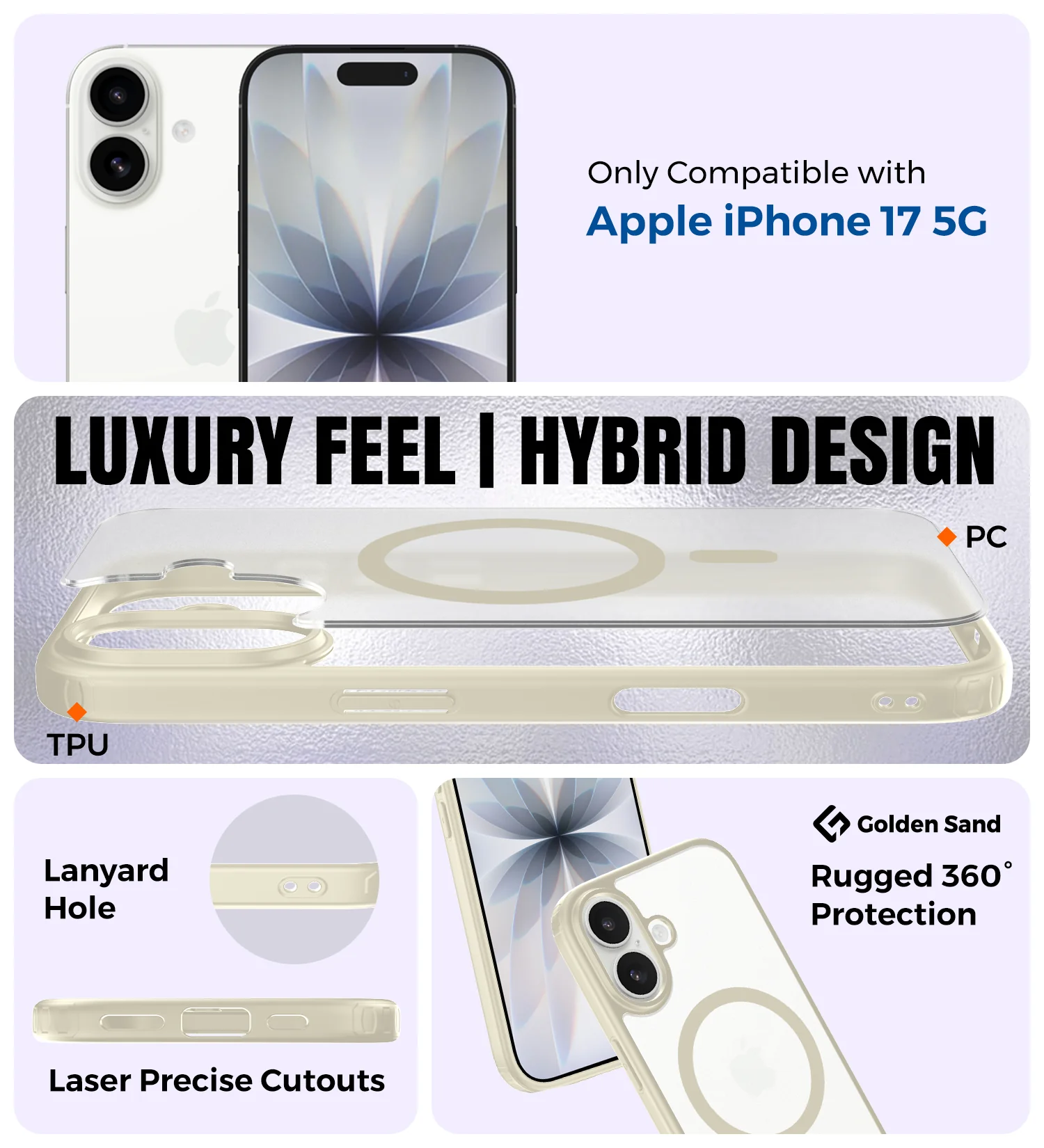 Apple iPhone 17 5G (6.3 inch) Back Cover | Rugged Frosted MagSnap Series, Cloud White - Image 2