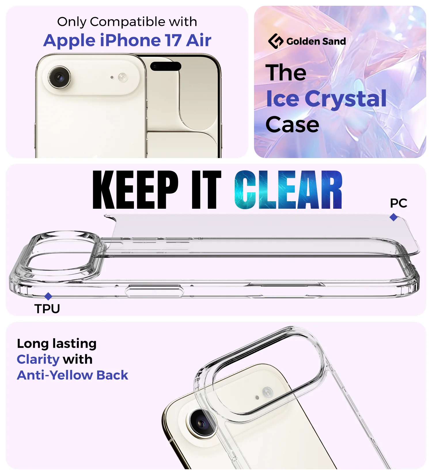 Apple iPhone Air, iPhone 17 Air 5G (6.9 inch) Back Cover | Ice Crystal Series, Crystal Clear - Image 2