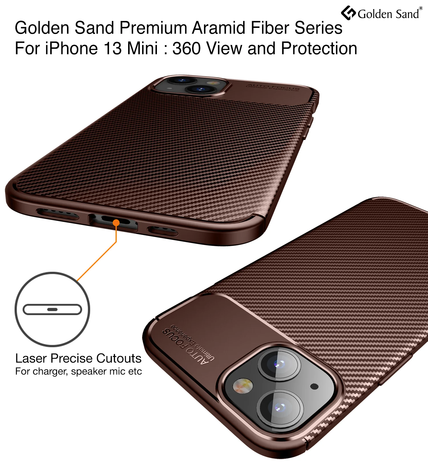 Apple iPhone 13 Mini (5.4 inch) Back Cover | Aramid Fiber Series, Brown - Image 2
