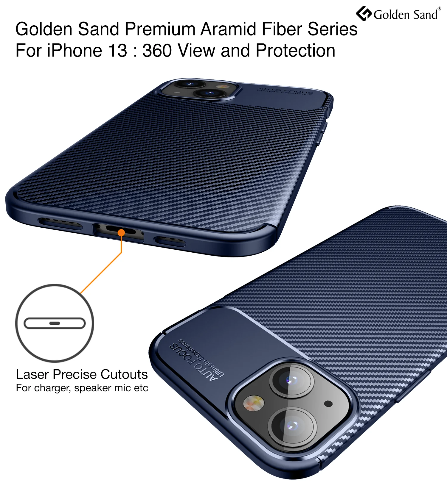 Apple iPhone 13 (6.1 inch) Back Cover | Aramid Fiber Series, Blue - Image 2