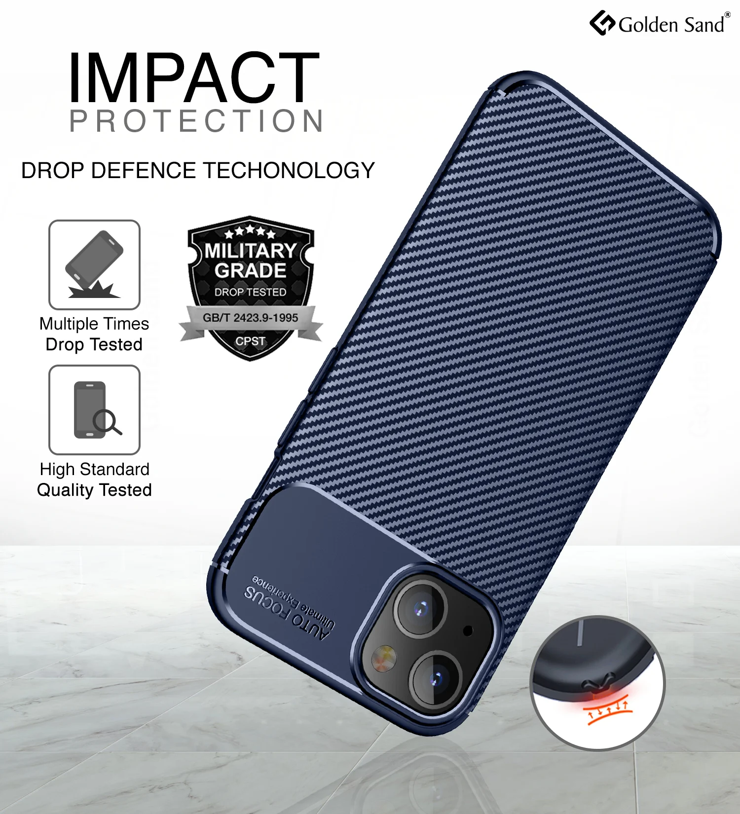 Apple iPhone 13 (6.1 inch) Back Cover | Aramid Fiber Series, Blue - Image 3