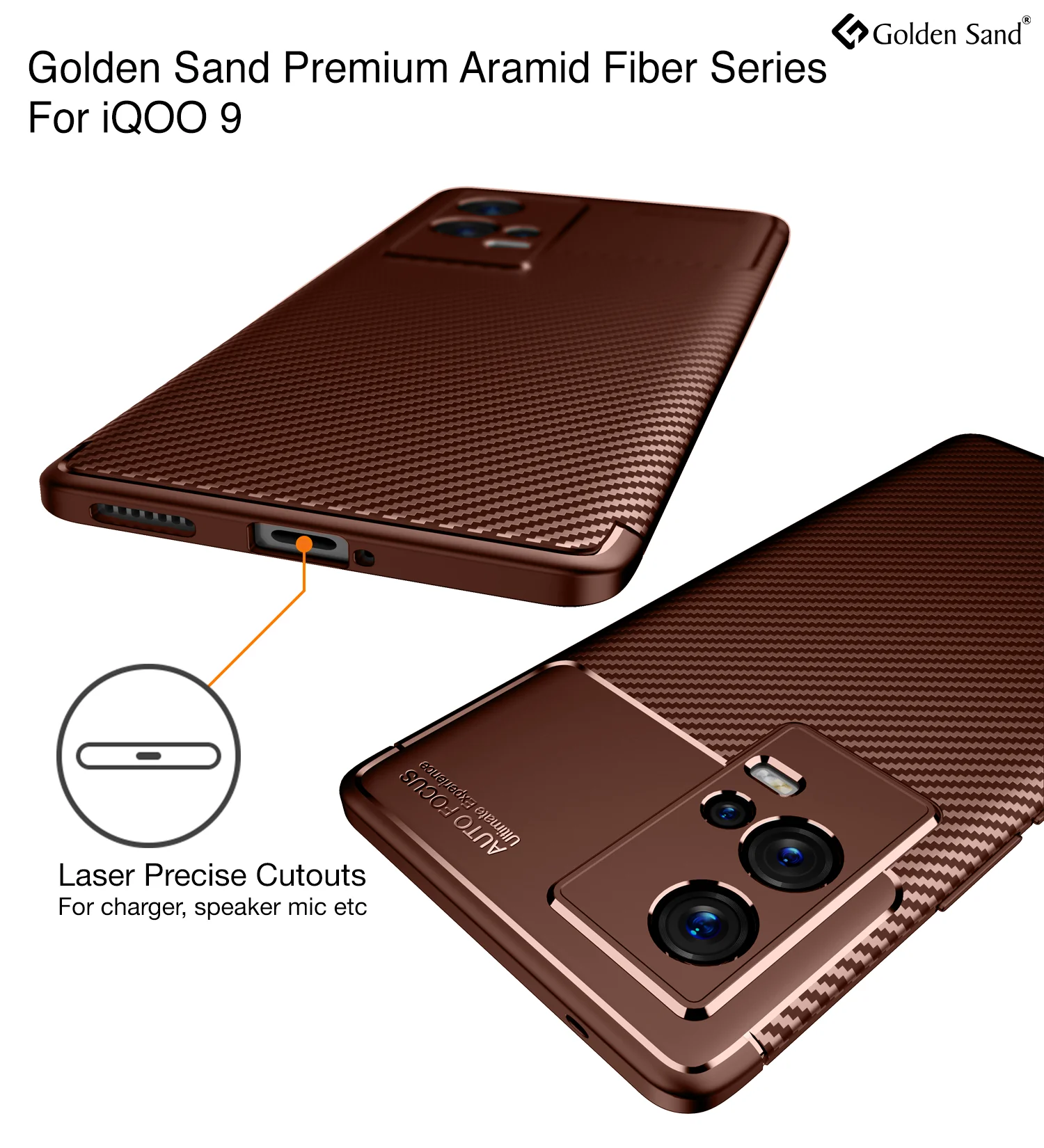 iQOO 9 5G (6.56 inch) Back Cover | Aramid Fiber Series, Brown - Image 2