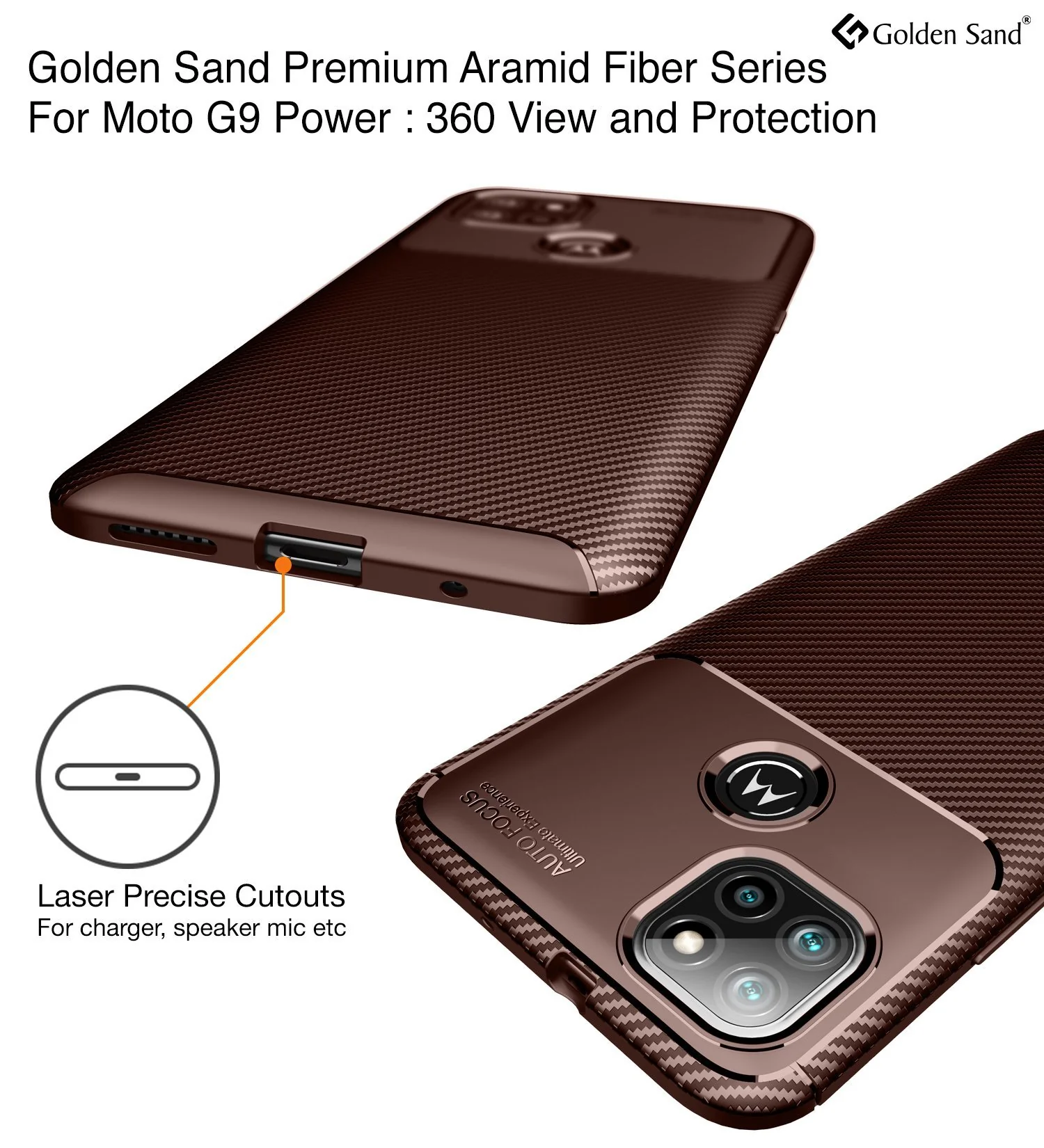Motorola G9 Power () Back Cover | Aramid Fiber Series, Brown - Image 2