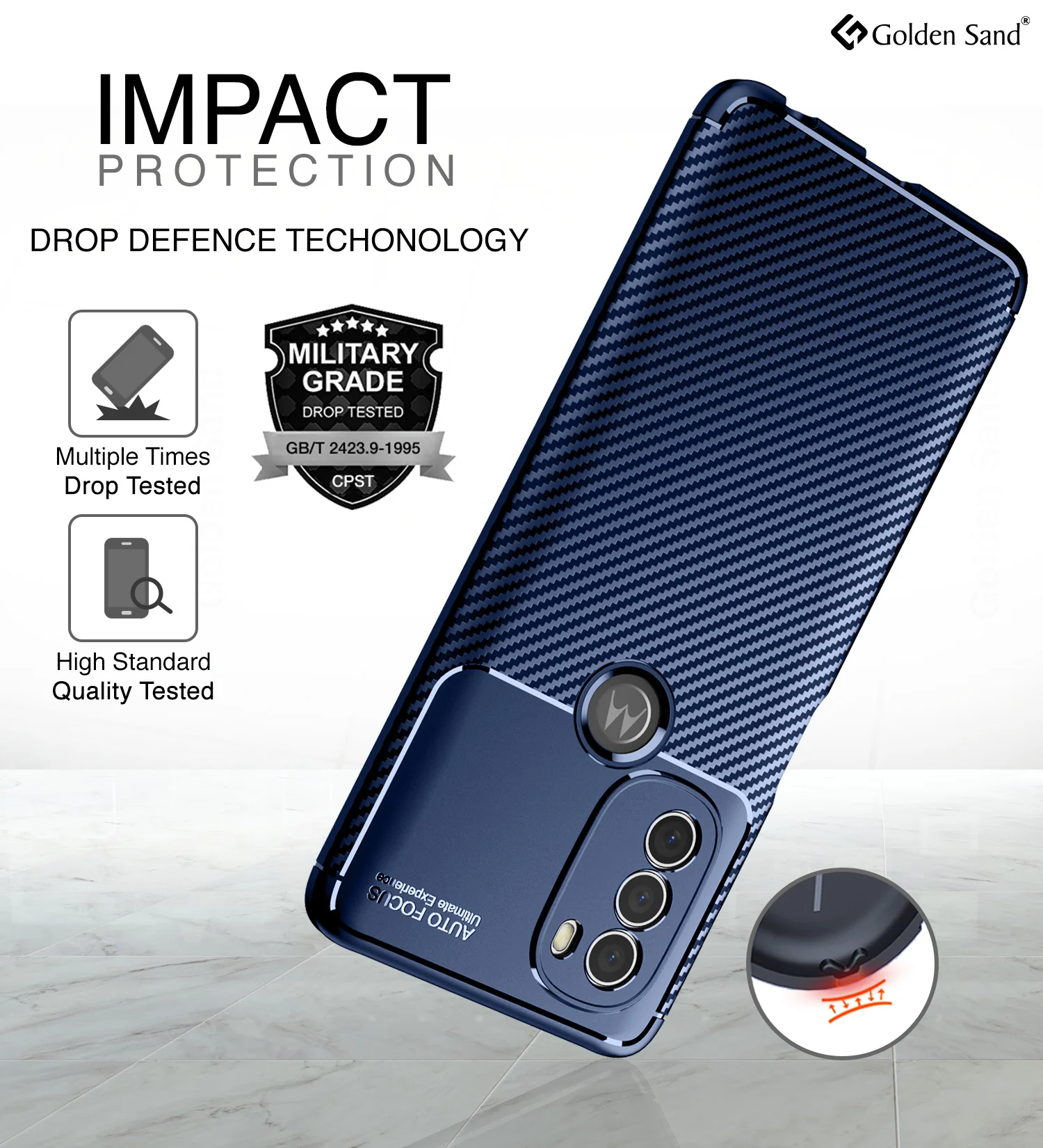 Motorola Moto G71 5G (6.4 inch) Back Cover | Aramid Fiber Series, Blue - Image 3