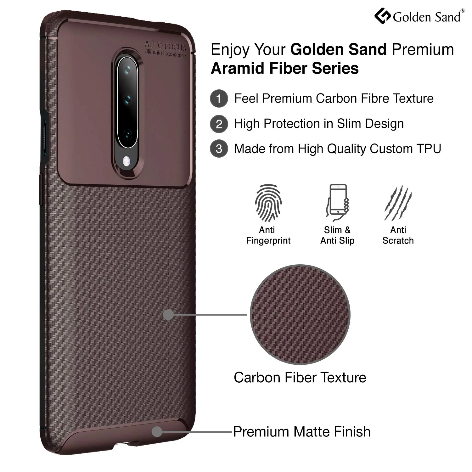 Oneplus 7 Pro (6.67 inch) Back Cover | Aramid Fiber Series, Brown - Image 2