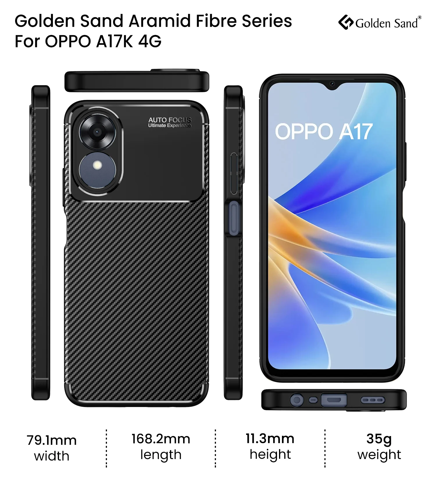 OPPO A17 4G (6.56 inch) Back Cover | Aramid Fiber Series, Black - Image 6
