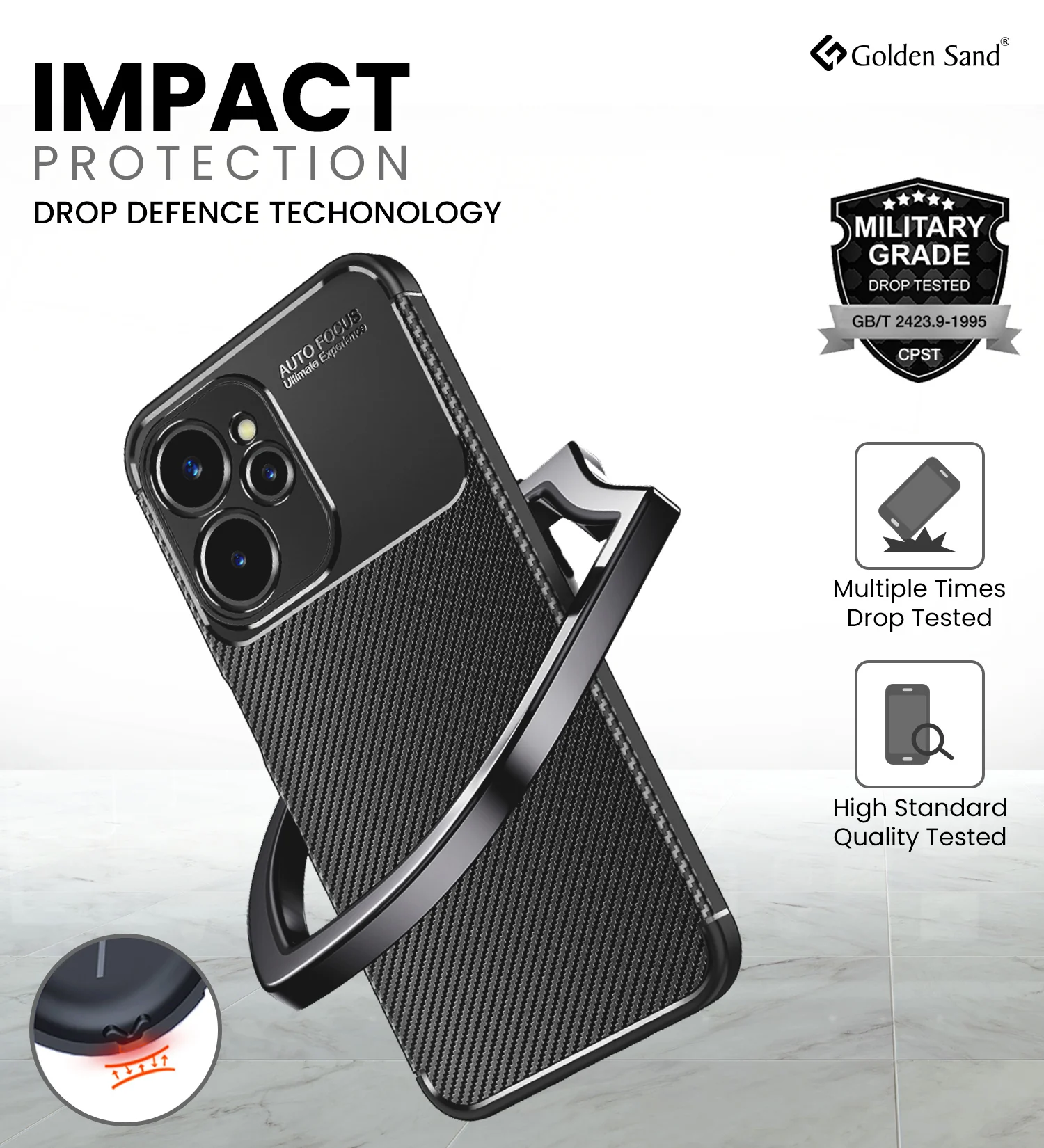 Realme 9i 5G (6.6 inch) Back Cover | Aramid Fiber Series, Black - Image 3