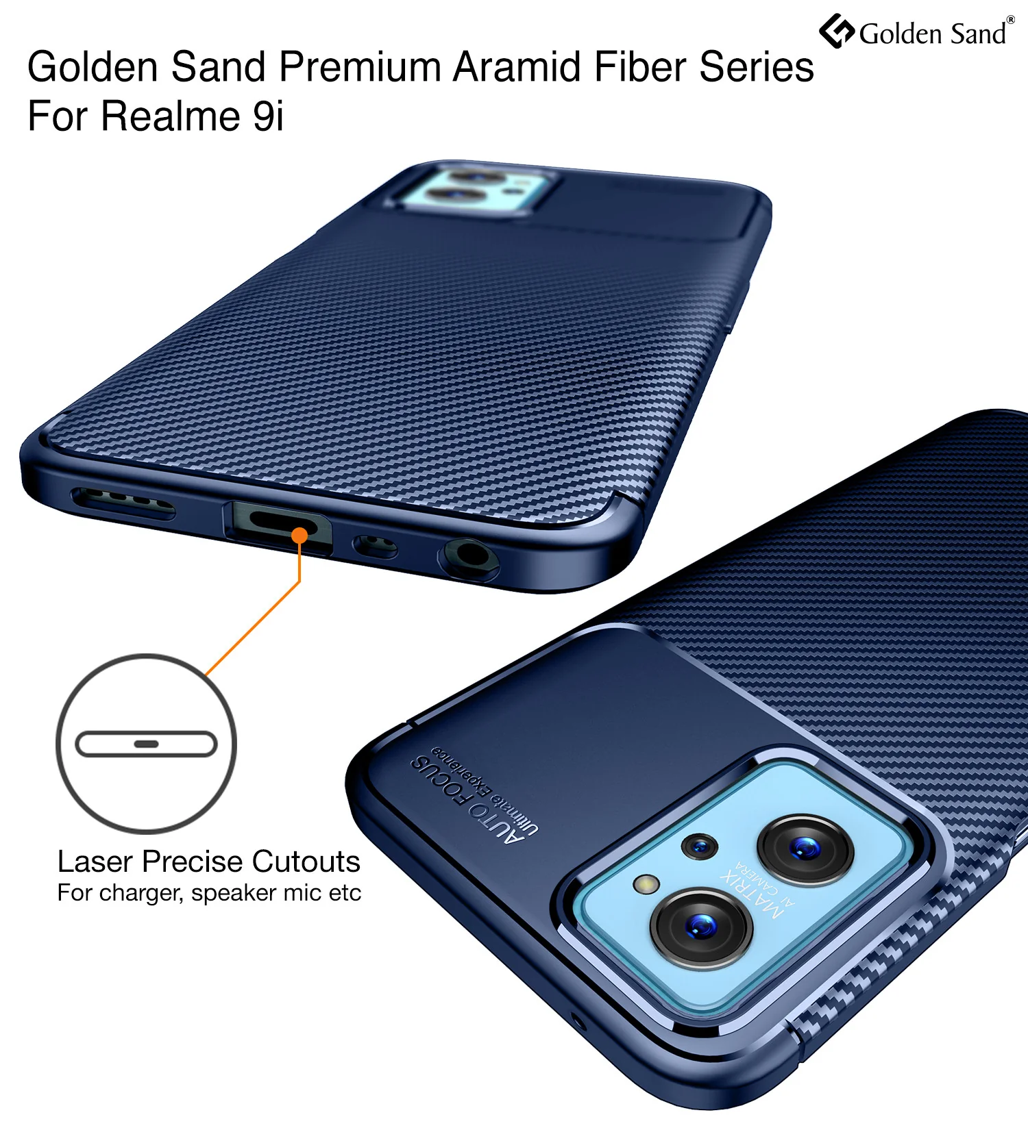 Realme 9i 4G, Oppo K10 4G, Oppo A96 4G, Oppo A76 4G (6.6 inch) Back Cover | Aramid Fiber Series, Blue - Image 2