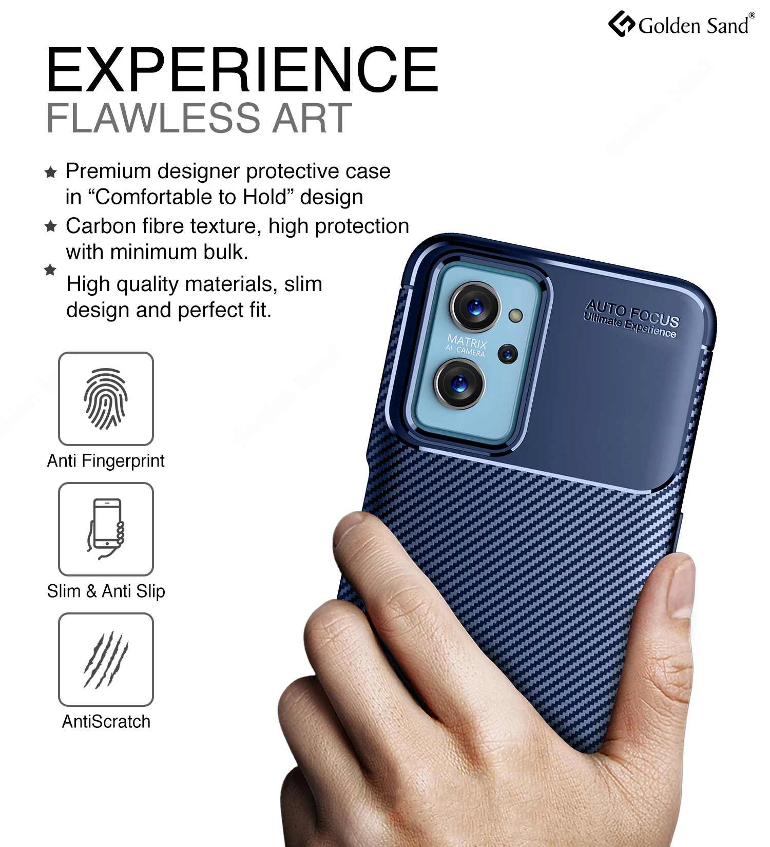 Realme 9i 4G, Oppo K10 4G, Oppo A96 4G, Oppo A76 4G (6.6 inch) Back Cover | Aramid Fiber Series, Blue - Image 4