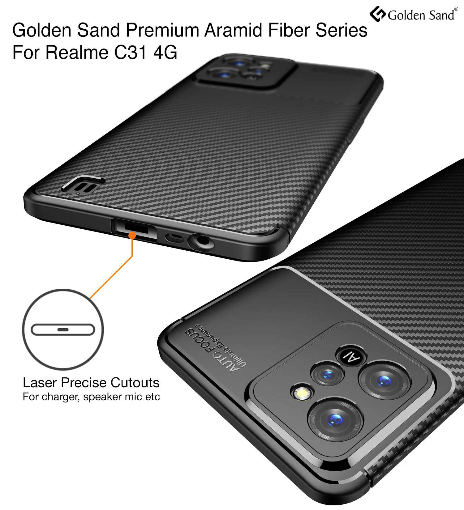 Realme C31 (6.5 inch) Back Cover | Aramid Fiber Series, Black - Image 2