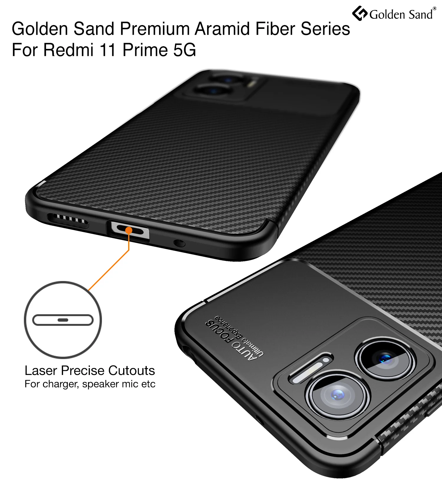 Redmi 11 Prime 5G (6.58 inch) Back Cover | Aramid Fiber Series, Black - Image 2