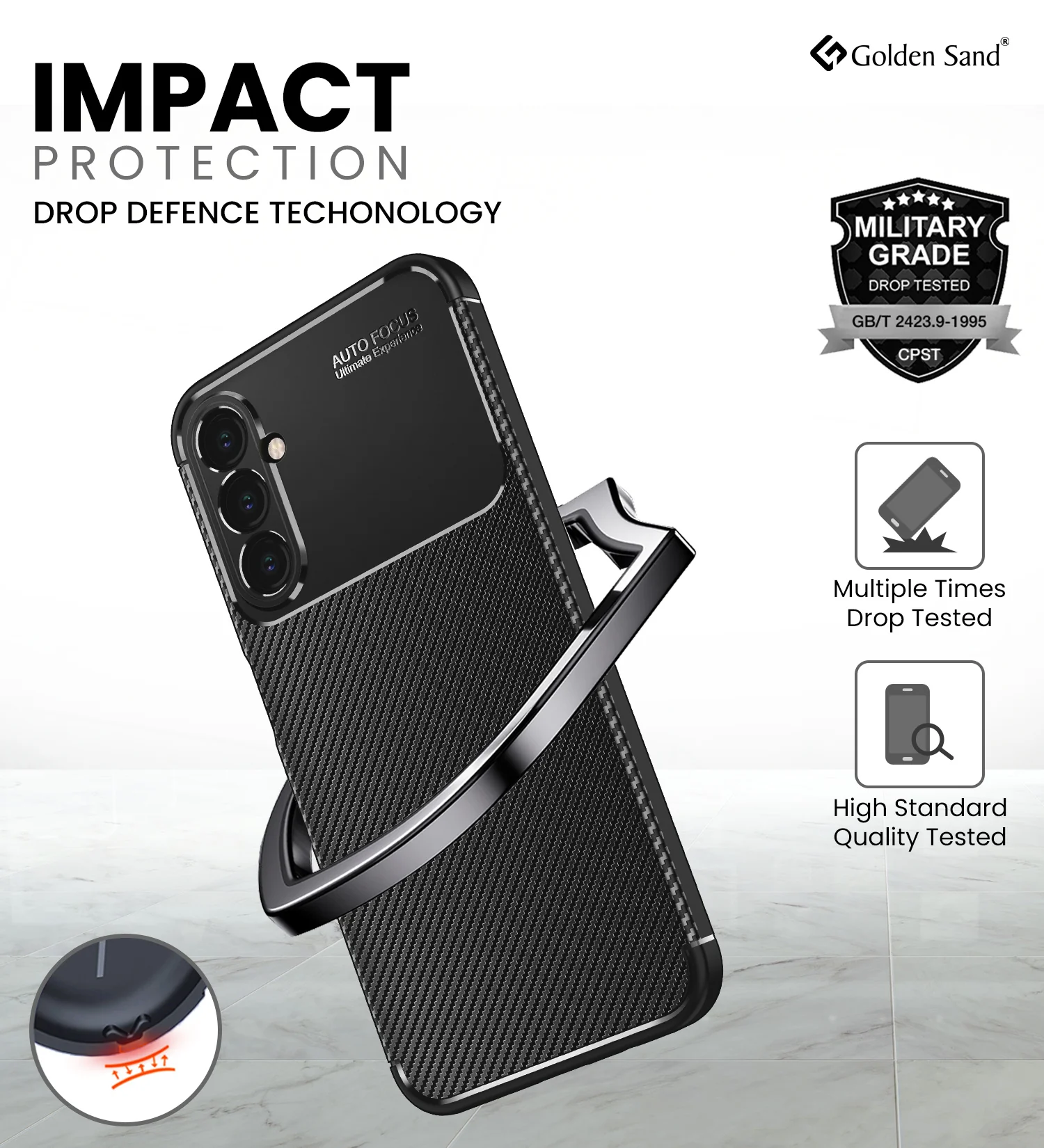 Samsung Galaxy A14 4G, Samsung Galaxy A14 5G (6.6 inch) Back Cover | Aramid Fiber Series, Black - Image 3