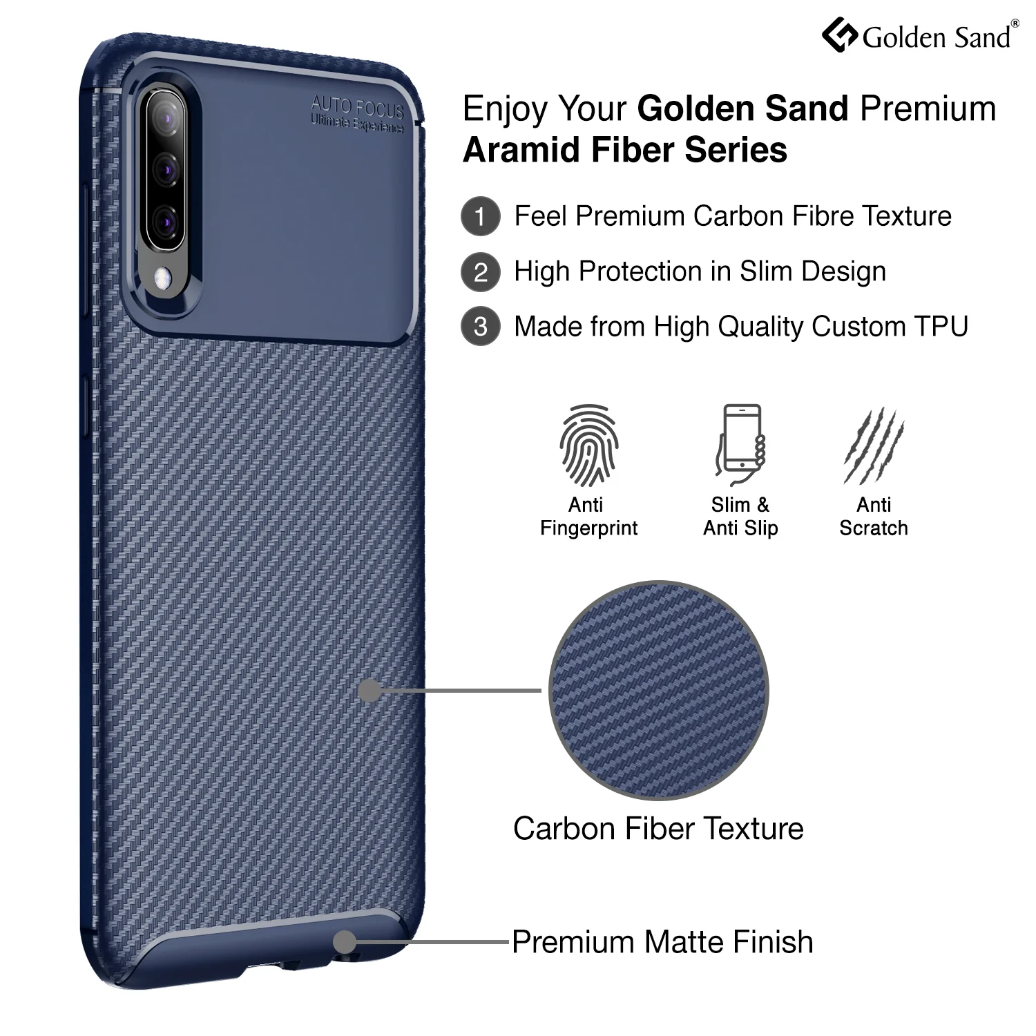 Samsung Galaxy A50s, A50, A30s (6.4 inch) Back Cover | Aramid Fiber Series, Blue - Image 2