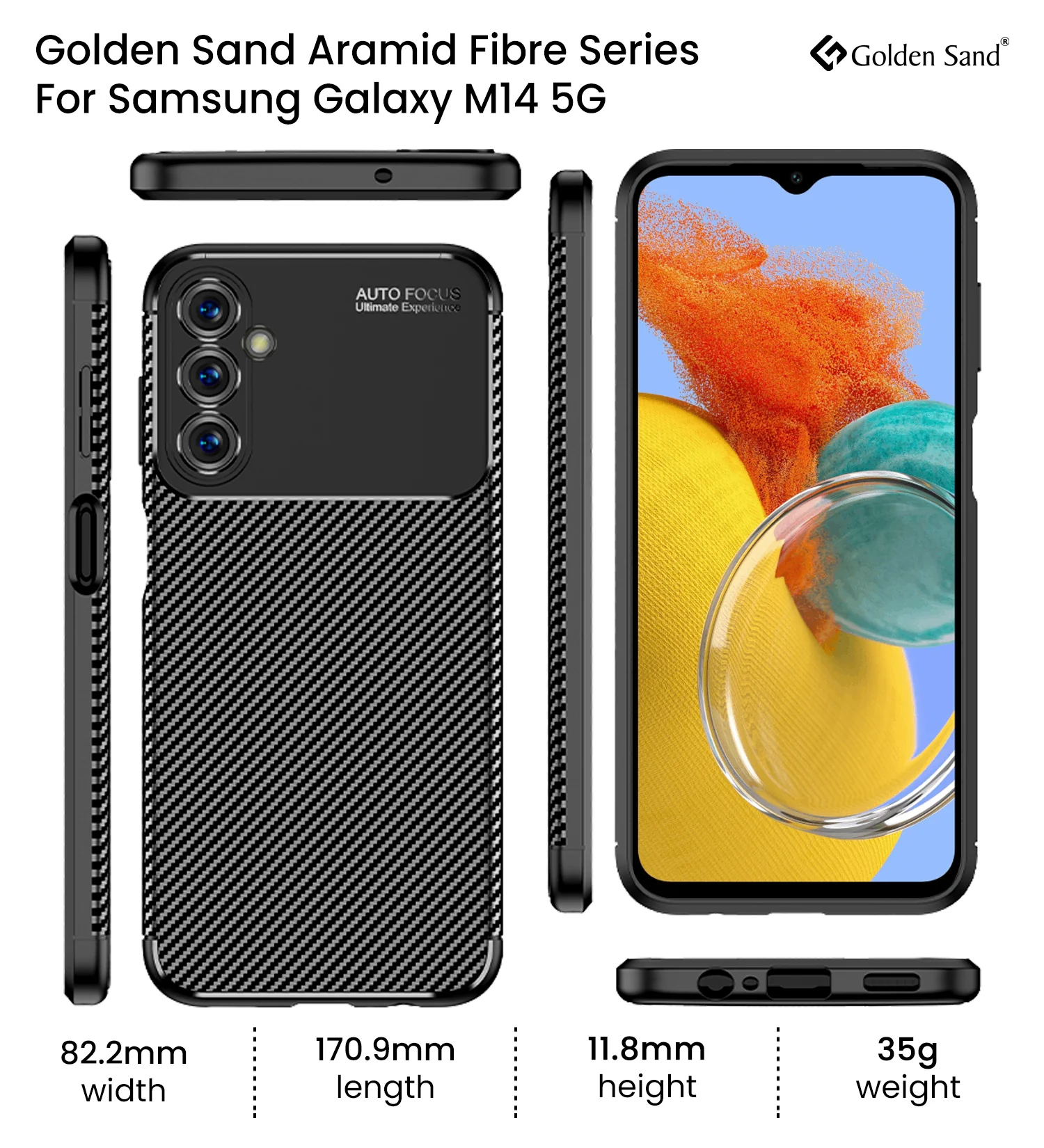 Samsung Galaxy M14 5G (6.6 inch) Back Cover | Aramid Fiber Series, Black - Image 6