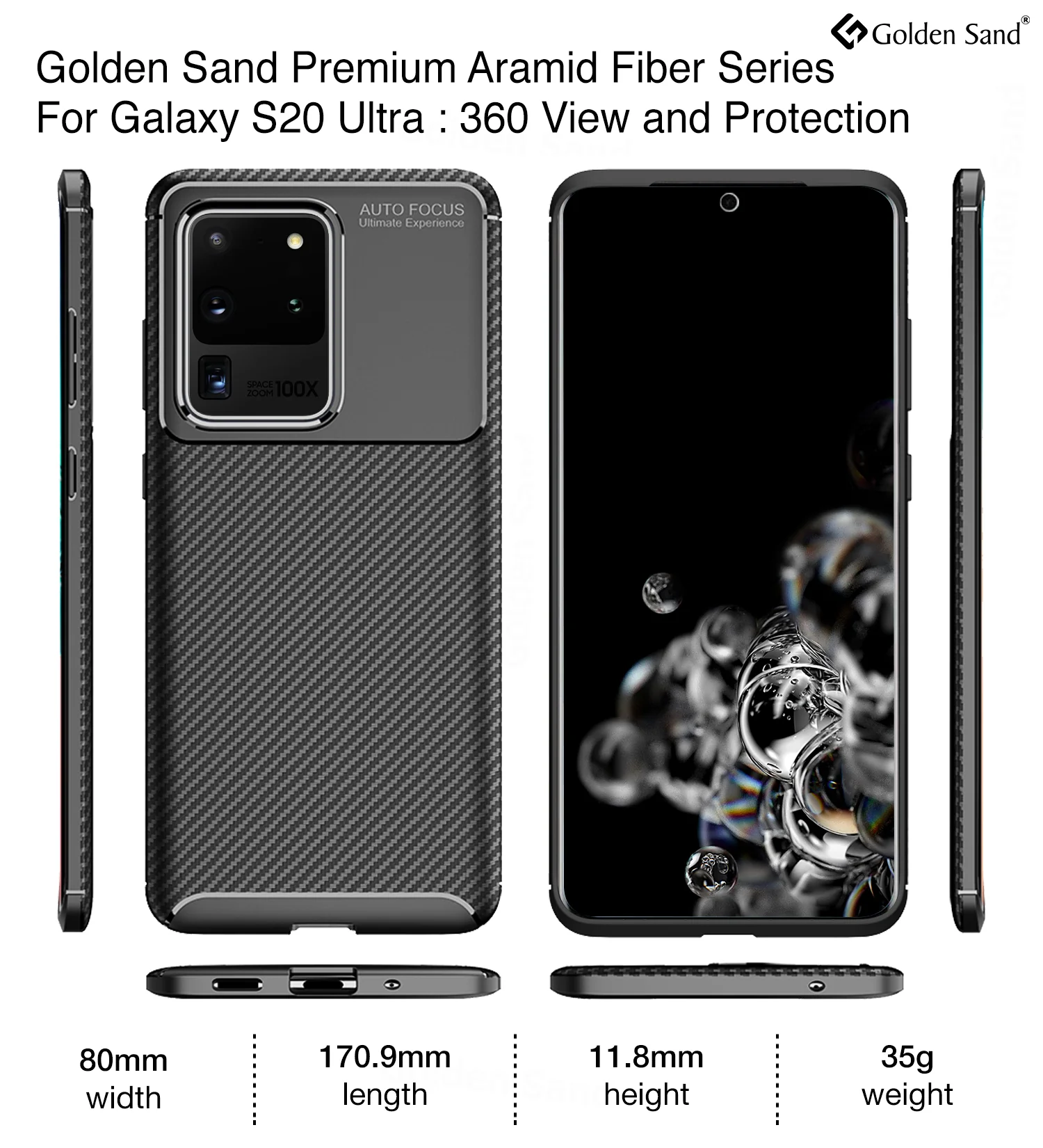 Samsung Galaxy S20 Ultra (6.9 inch) Back Cover | Aramid Fiber Series, Black - Image 2