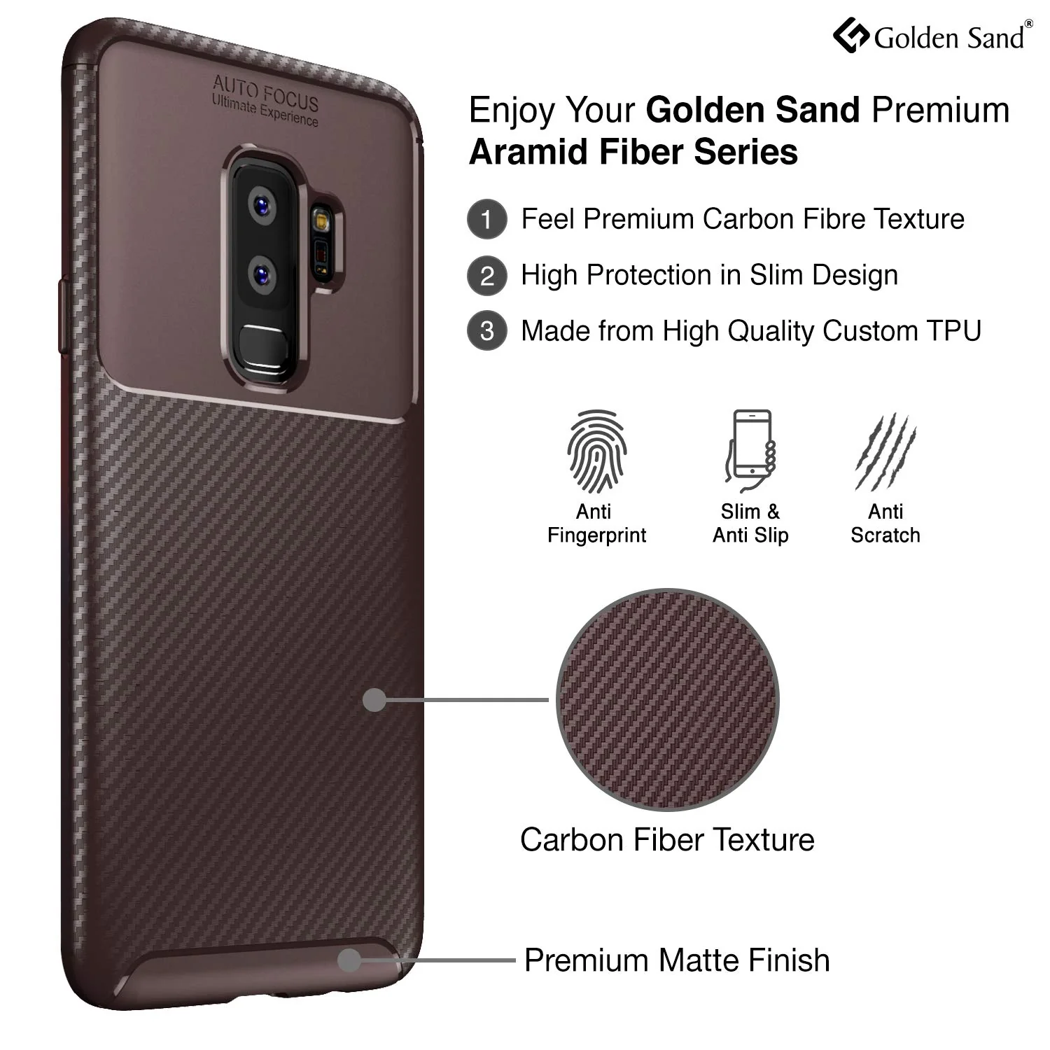 Samsung Galaxy S9 Plus (6.2 inch) Back Cover | Aramid Fiber Series, Brown - Image 2