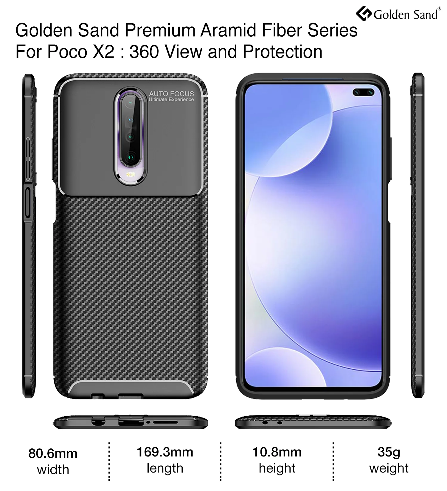 Xiaomi Poco X2, Redmi K30 (6.67 inch) Back Cover | Aramid Fiber Series, Black - Image 2
