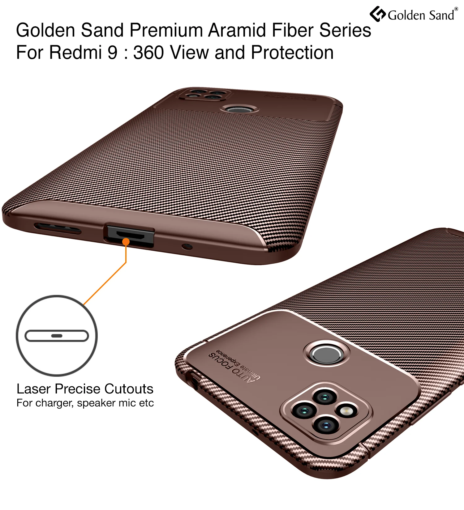 Xiaomi Redmi 9 (6.53 inch) Back Cover | Aramid Fiber Series, Brown - Image 2