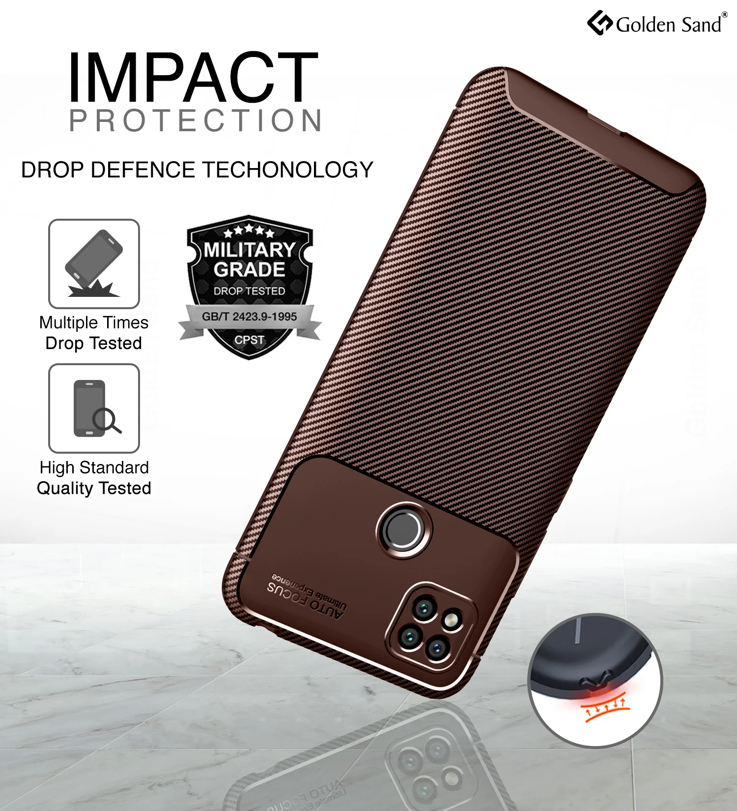 Xiaomi Redmi 9 (6.53 inch) Back Cover | Aramid Fiber Series, Brown - Image 3