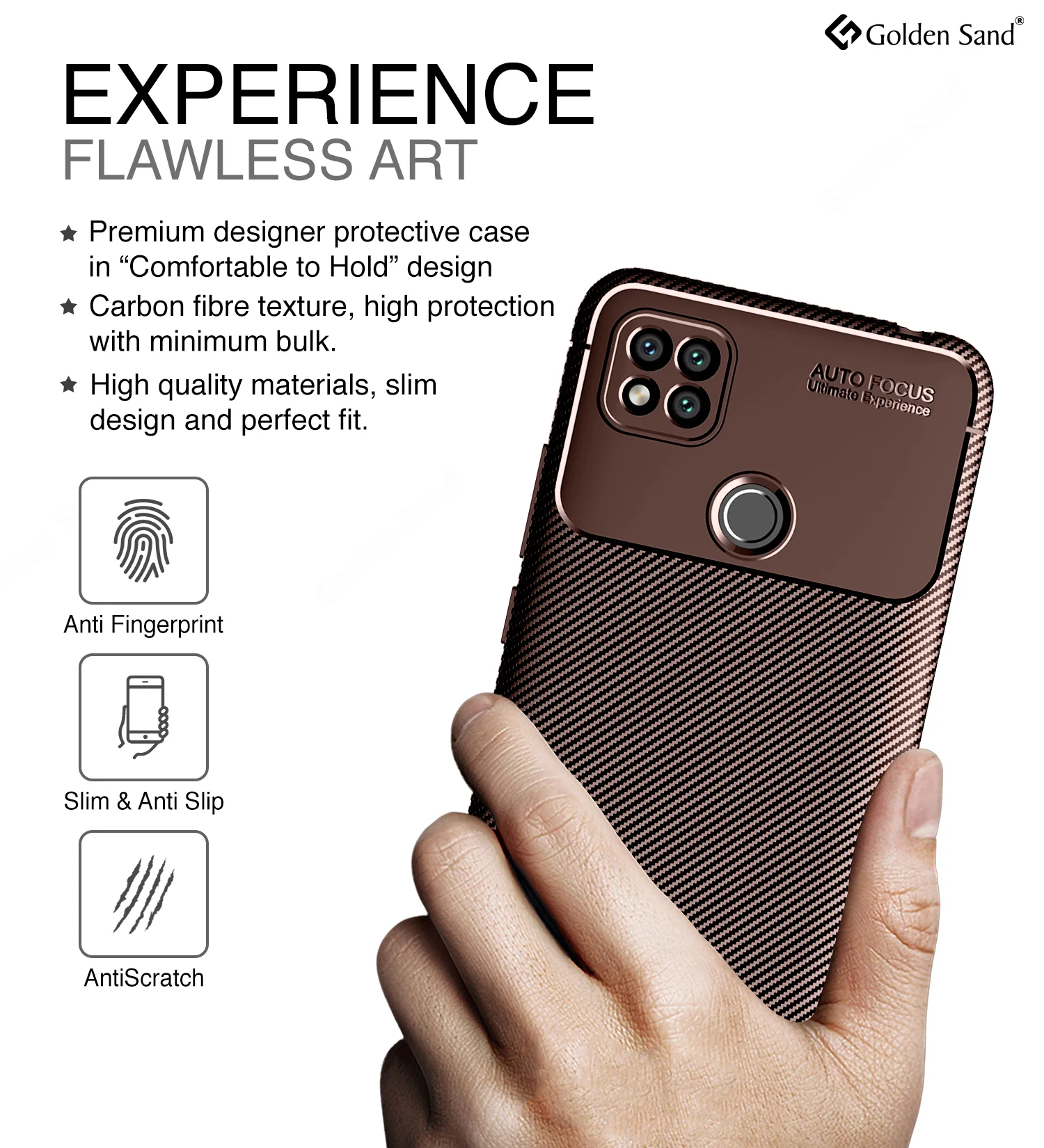 Xiaomi Redmi 9 (6.53 inch) Back Cover | Aramid Fiber Series, Brown - Image 4