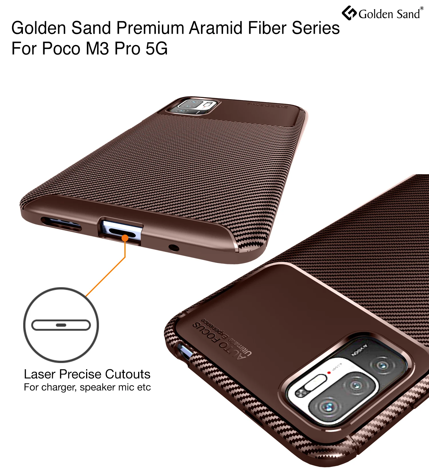 Poco M3 Pro 5G (6.5 inch) Back Cover | Aramid Fiber Series, Brown - Image 2