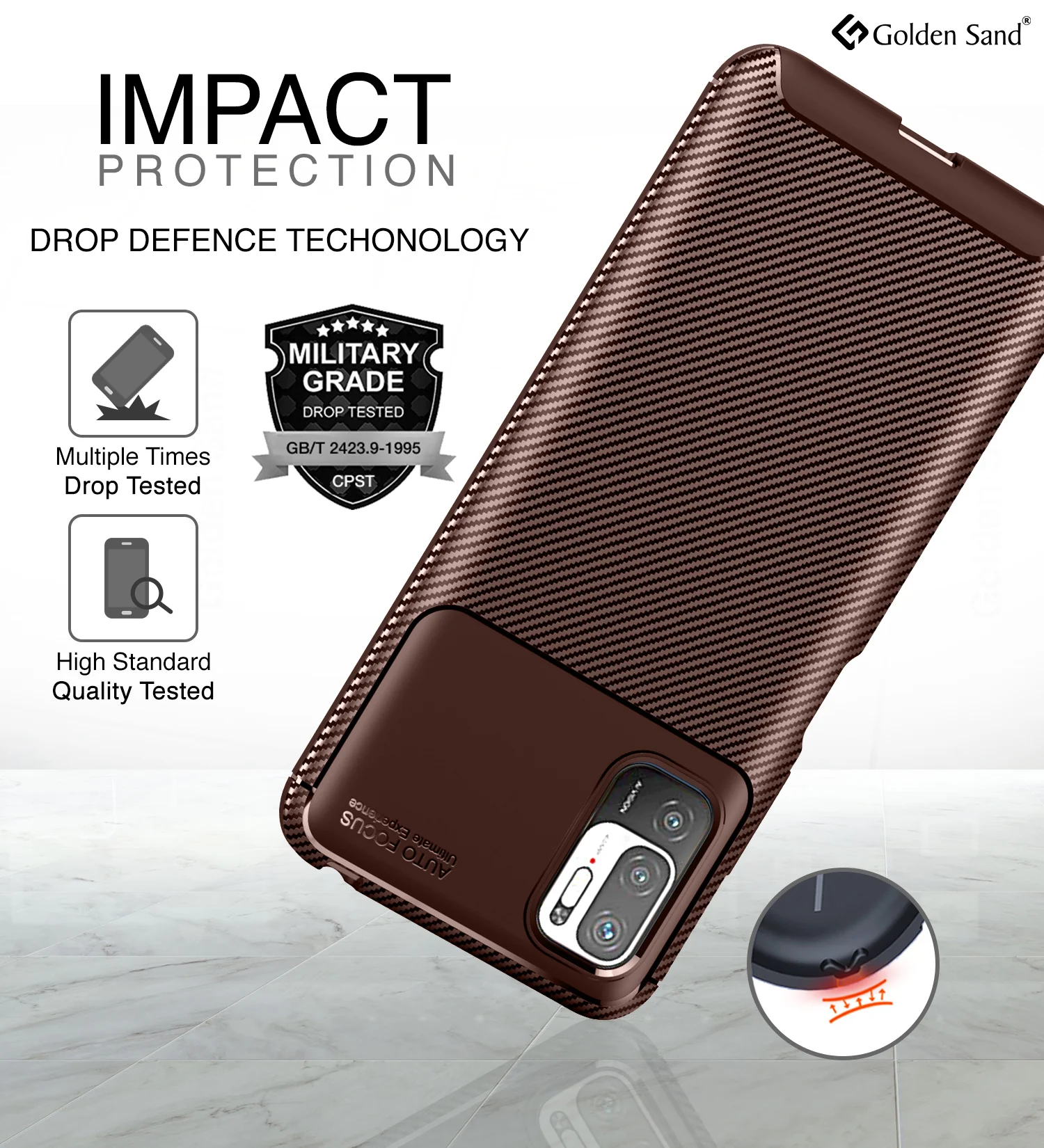 Poco M3 Pro 5G (6.5 inch) Back Cover | Aramid Fiber Series, Brown - Image 3