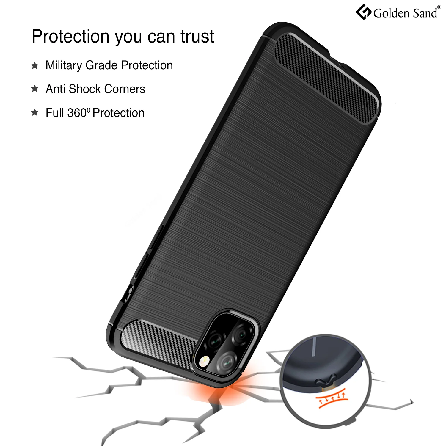 Carbon Fibre Series Shockproof Armor Back Cover for Apple iPhone 11 Pro Max 6.5 inch, Black - Image 4