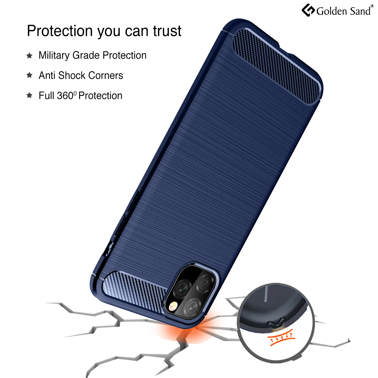 Carbon Fibre Series Shockproof Armor Back Cover for Apple iPhone 11 Pro Max 6.5 inch, Blue - Image 4