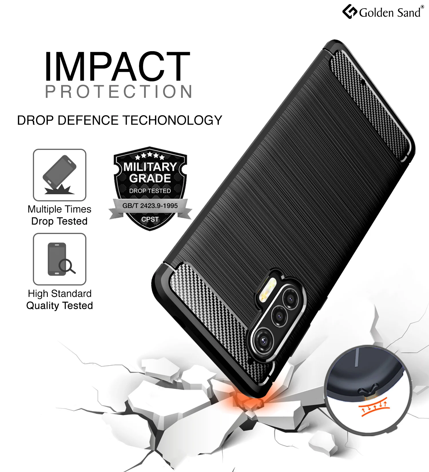 Carbon Fibre Series Shockproof Armor Back Cover for Moto Edge Plus 6.7 inch, Black - Image 3