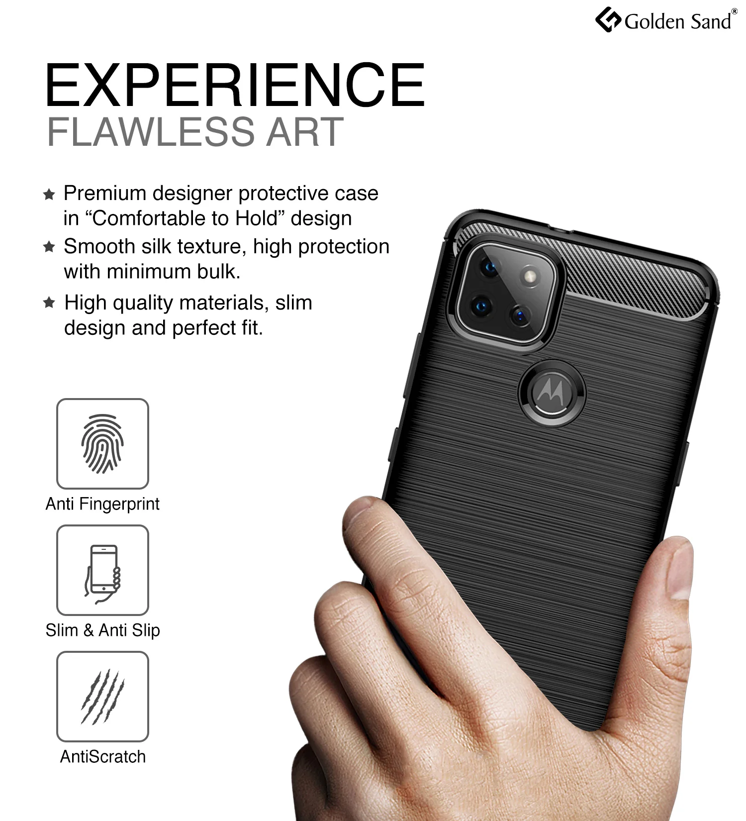 Carbon Fibre Series Shockproof Armor Back Cover for Motorola G9 Power, Metallic Black - Image 4