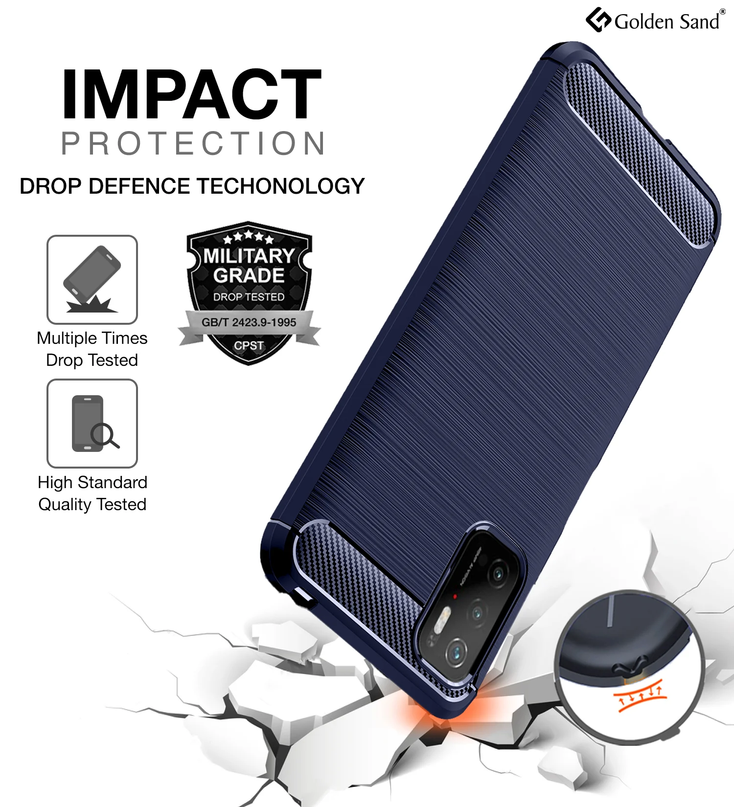 Carbon Fibre Series Shockproof Armor Back Cover for Poco M3 Pro 5G, 6.5 inch, Blue - Image 3