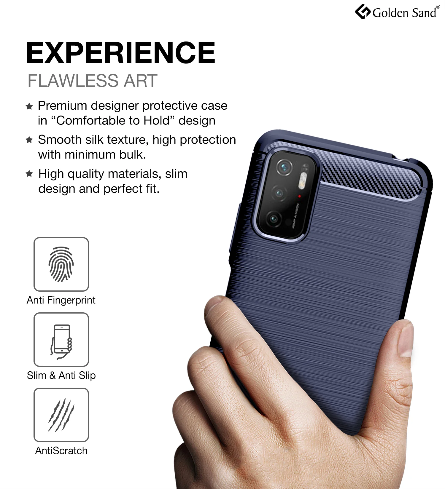 Carbon Fibre Series Shockproof Armor Back Cover for Poco M3 Pro 5G, 6.5 inch, Blue - Image 4