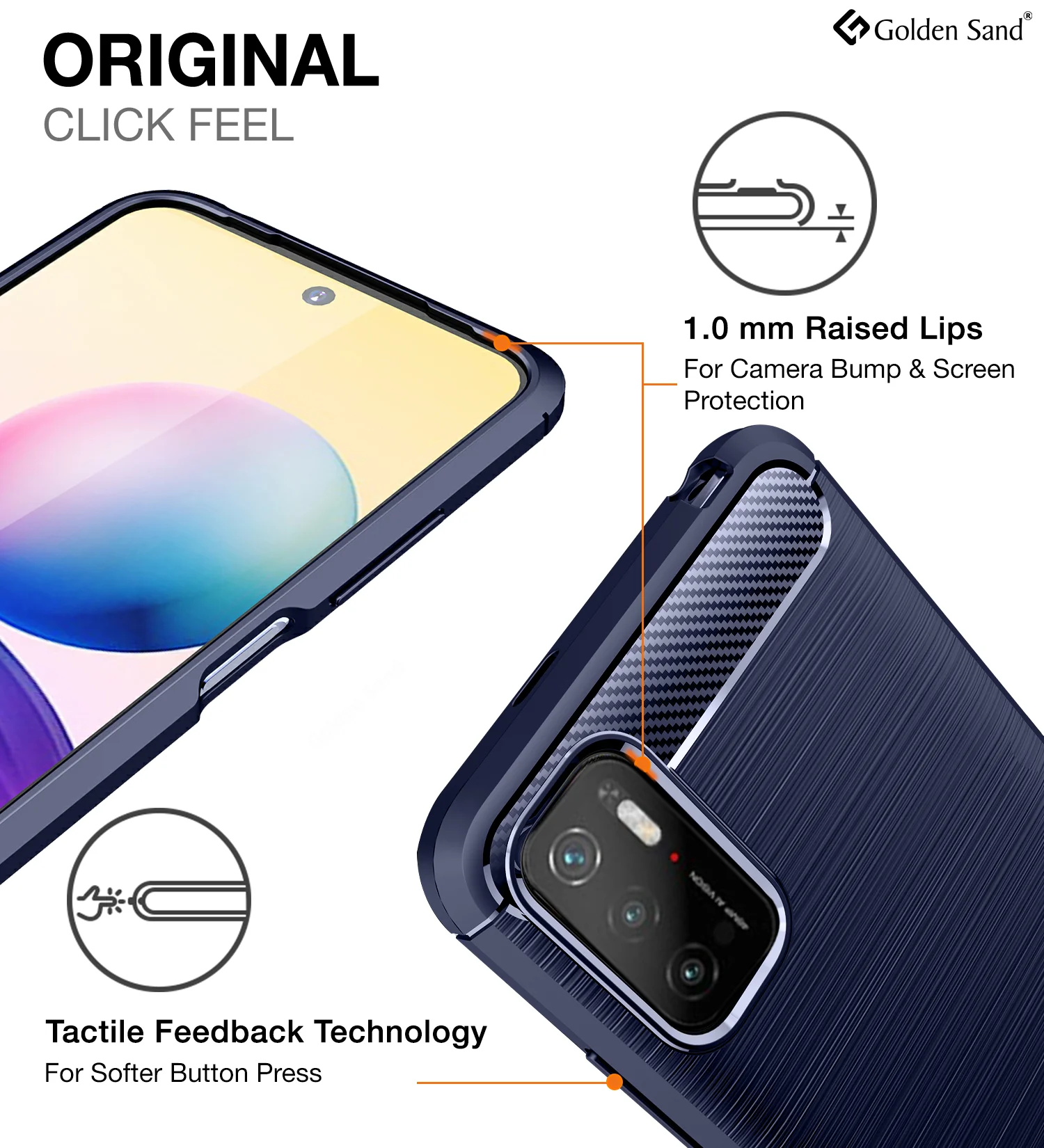 Carbon Fibre Series Shockproof Armor Back Cover for Poco M3 Pro 5G, 6.5 inch, Blue - Image 5