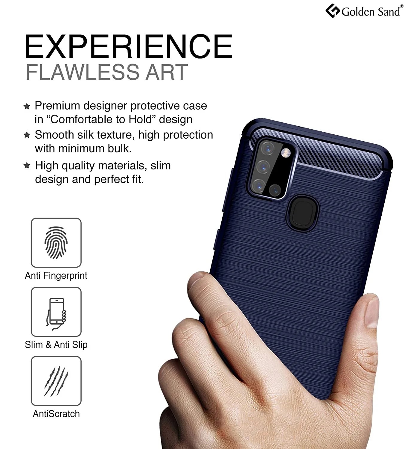Carbon Fibre Series Shockproof Armor Back Cover for Samsung Galaxy A21s 6.5 inch, Blue - Image 4