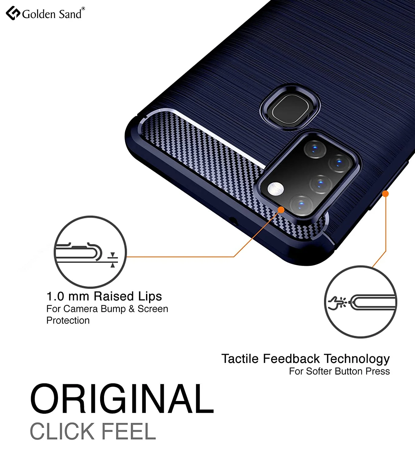 Carbon Fibre Series Shockproof Armor Back Cover for Samsung Galaxy A21s 6.5 inch, Blue - Image 5