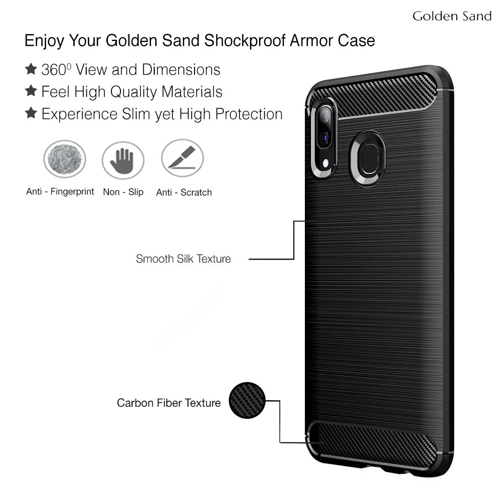 Carbon Fibre Series Shockproof Armor Back Cover for Samsung Galaxy A30, Samsung Galaxy A20, Samsung Galaxy M10s, 6.4 inch, Black - Image 2