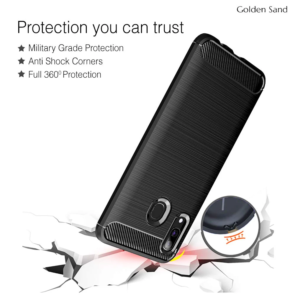 Carbon Fibre Series Shockproof Armor Back Cover for Samsung Galaxy A30, Samsung Galaxy A20, Samsung Galaxy M10s, 6.4 inch, Black - Image 4