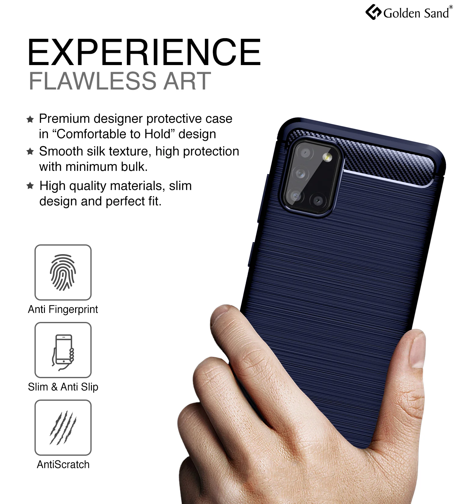 Carbon Fibre Series Shockproof Armor Back Cover for Samsung Galaxy A31 6.4 inch, Blue - Image 4