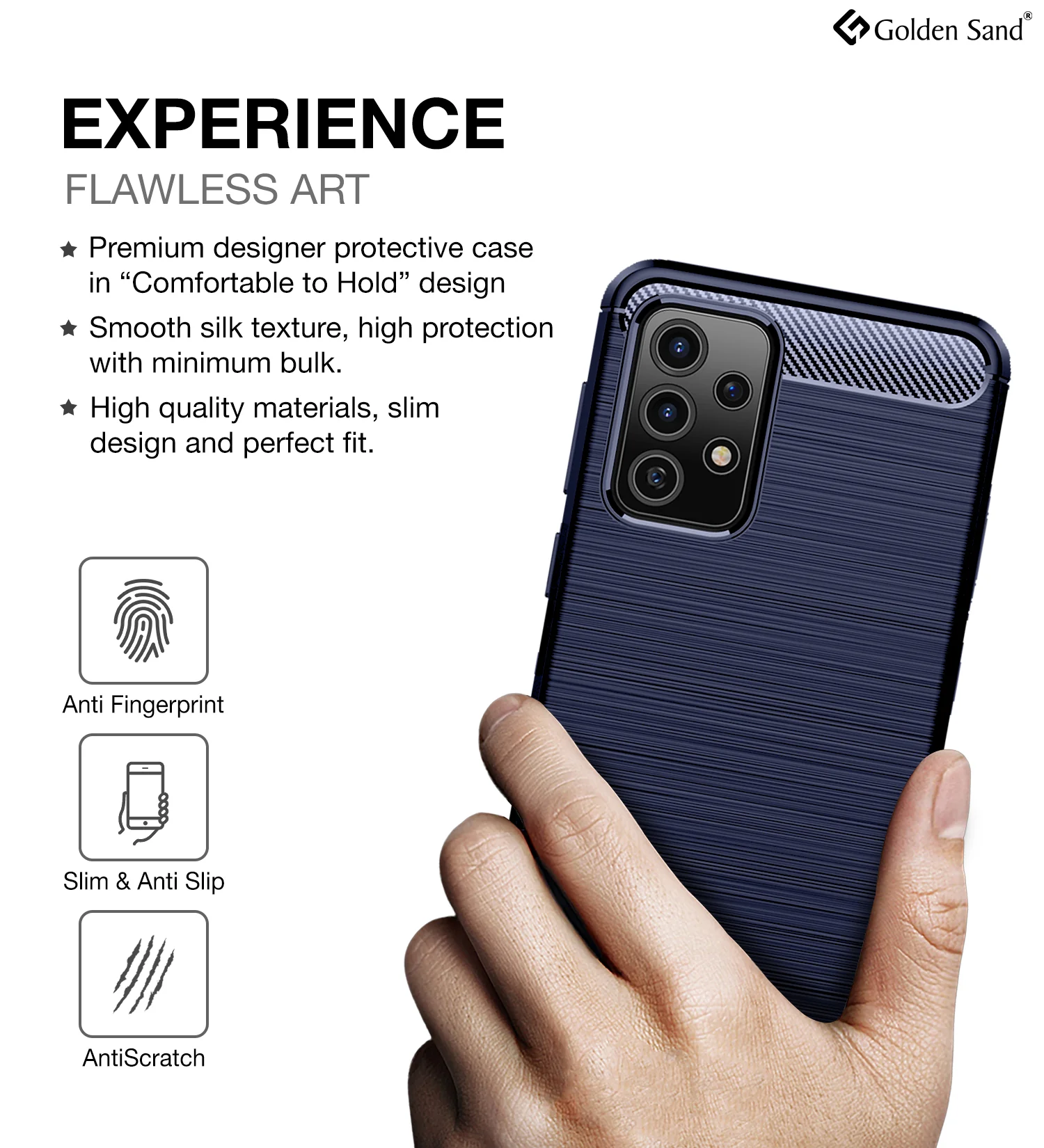 Carbon Fibre Series Shockproof Armor Back Cover for Samsung Galaxy A72, 6.7 inch, Blue - Image 4