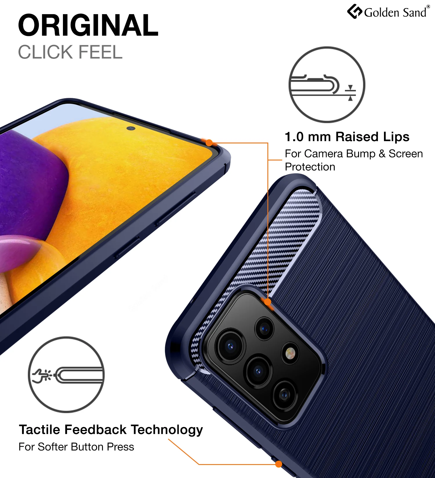 Carbon Fibre Series Shockproof Armor Back Cover for Samsung Galaxy A72, 6.7 inch, Blue - Image 5