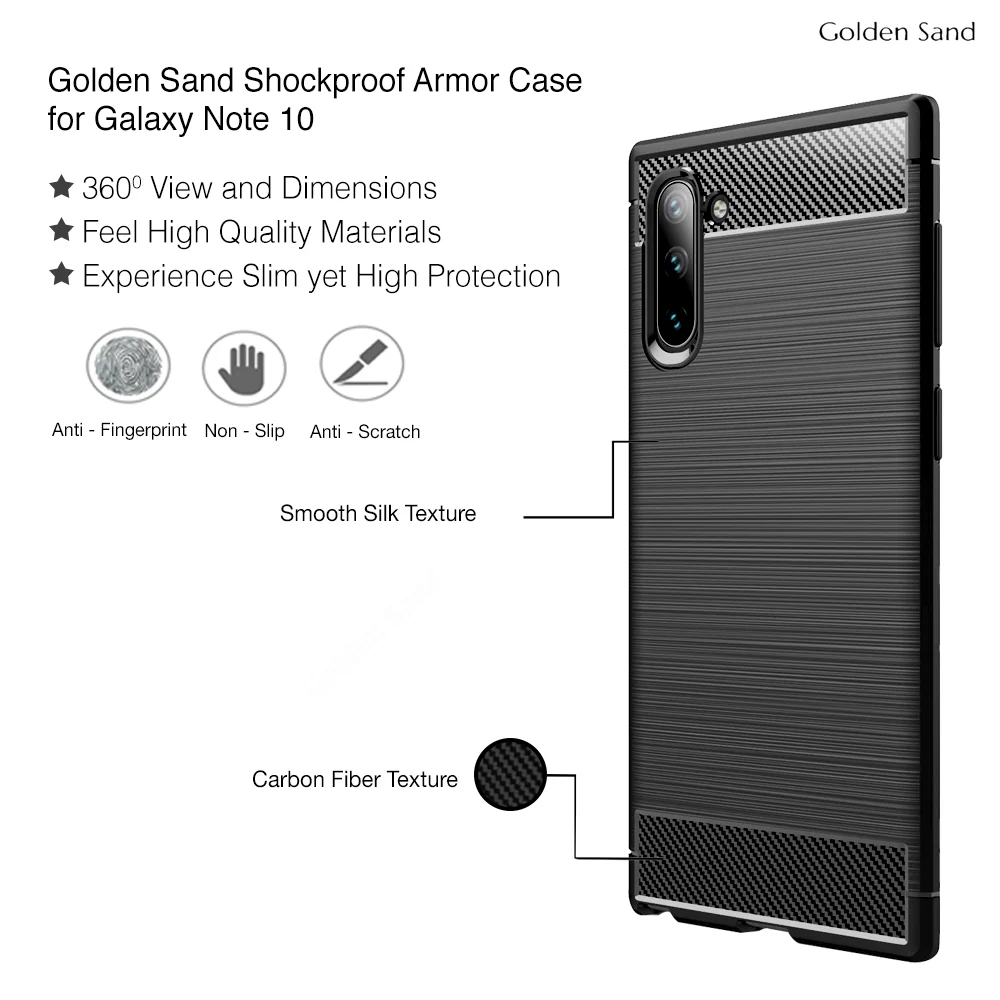 Carbon Fibre Series Shockproof Armor Back Cover for Samsung Galaxy Note 10 6.7 inch, Black - Image 2