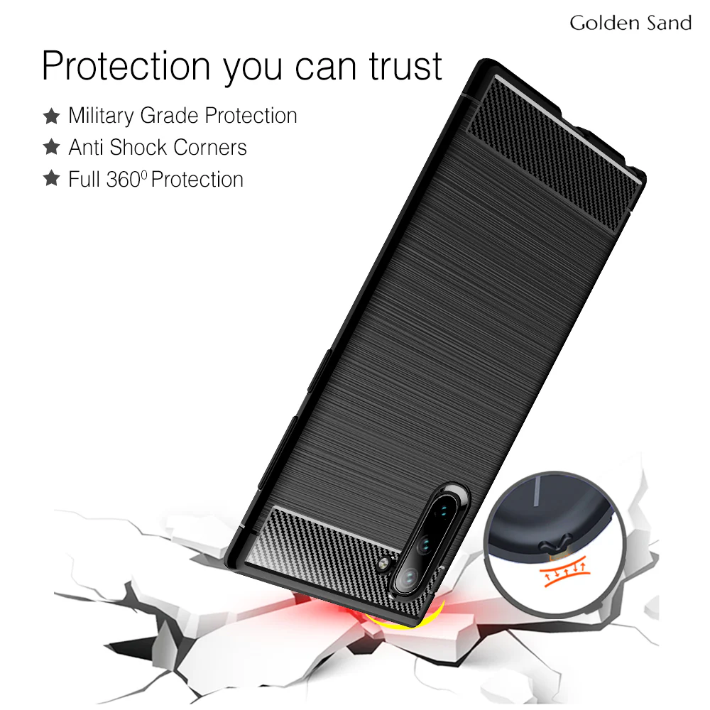 Carbon Fibre Series Shockproof Armor Back Cover for Samsung Galaxy Note 10 6.7 inch, Black - Image 4