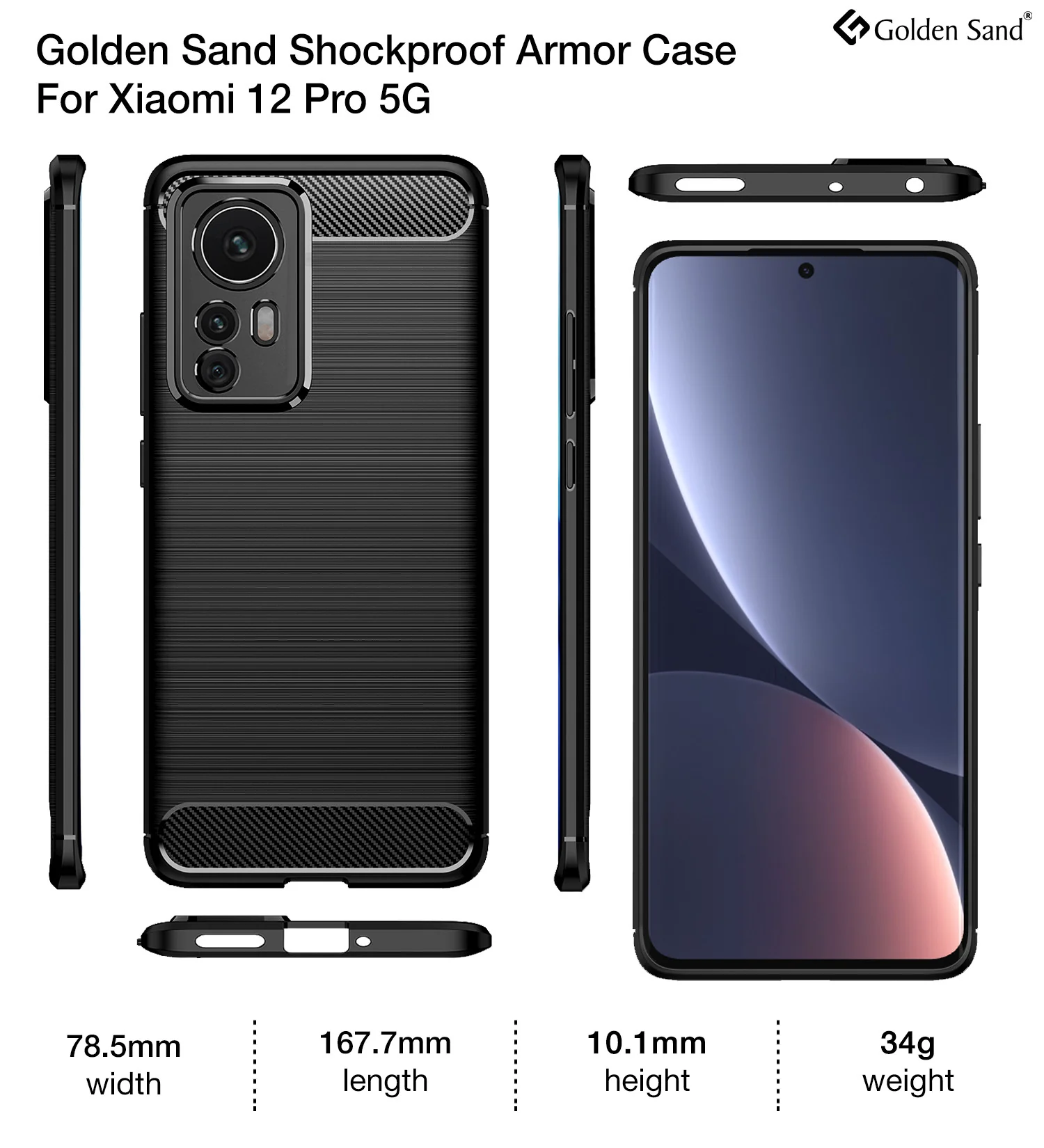 Carbon Fibre Series Shockproof Armor Back Cover for Xiaomi 12 Pro 5G, 6.73 inch, Black - Image 3