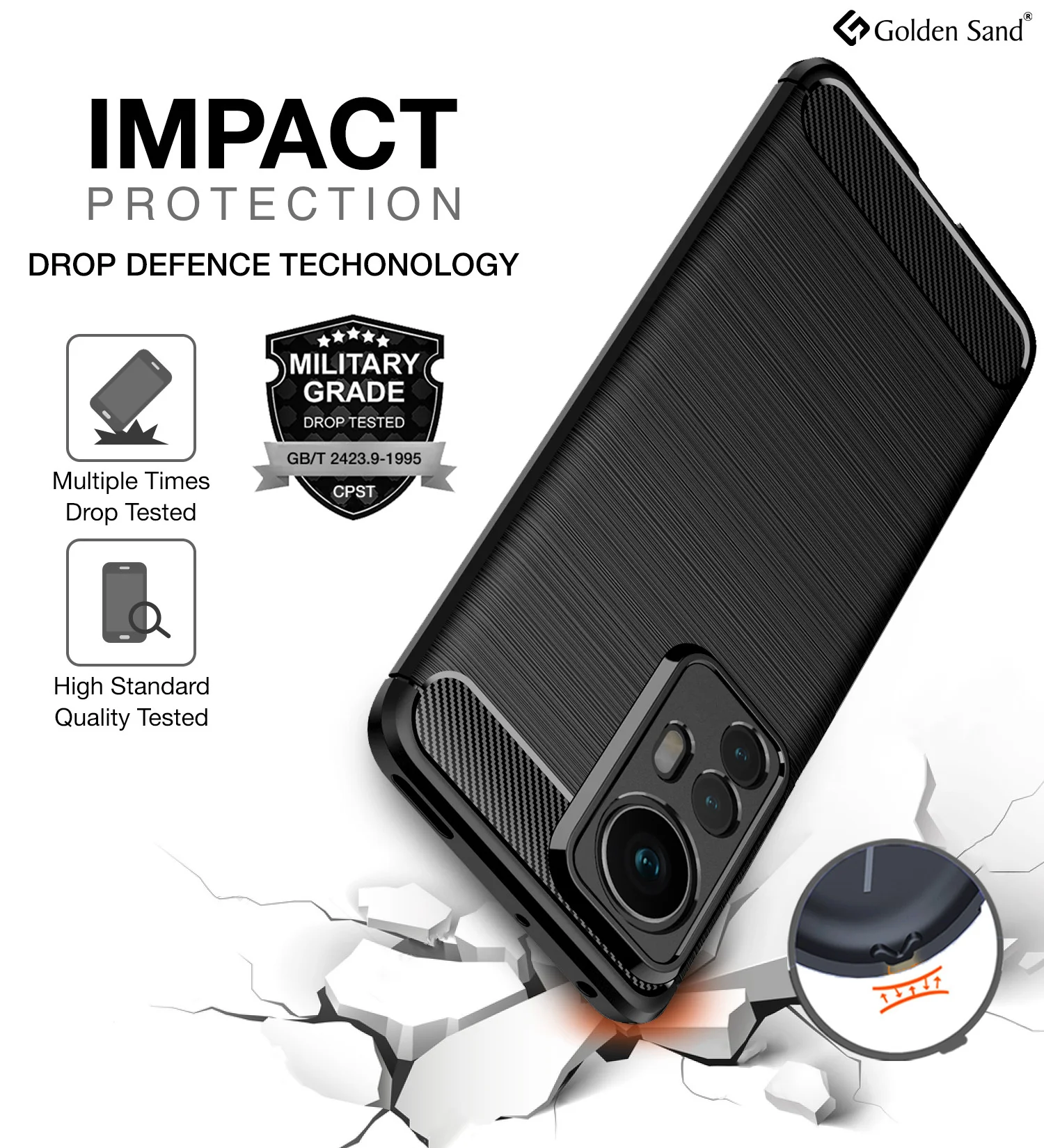 Carbon Fibre Series Shockproof Armor Back Cover for Xiaomi 12 Pro 5G, 6.73 inch, Black - Image 4