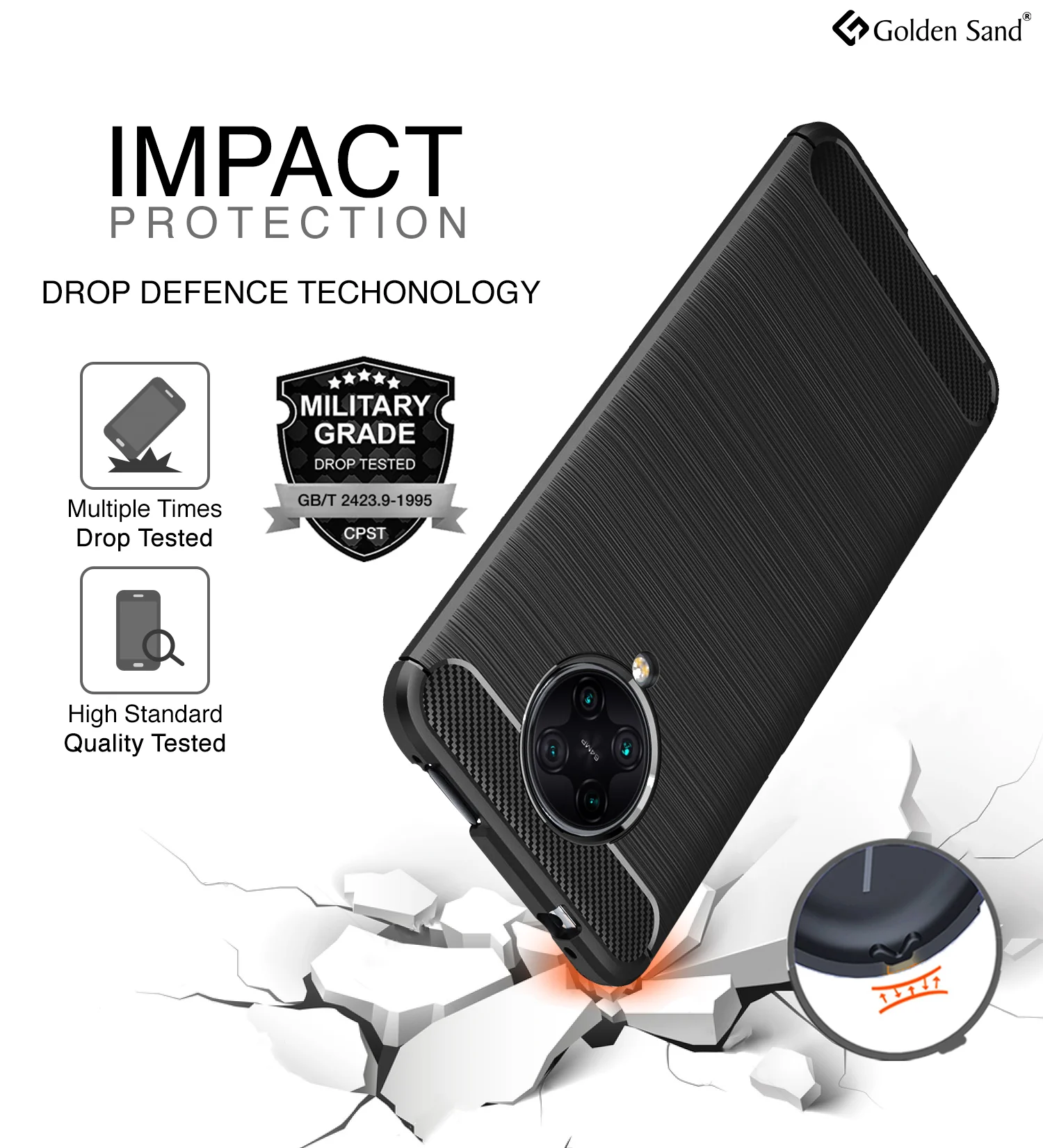 Carbon Fibre Series Shockproof Armor Back Cover for Xiaomi Poco F2 Pro 6.67 inch, Black - Image 3