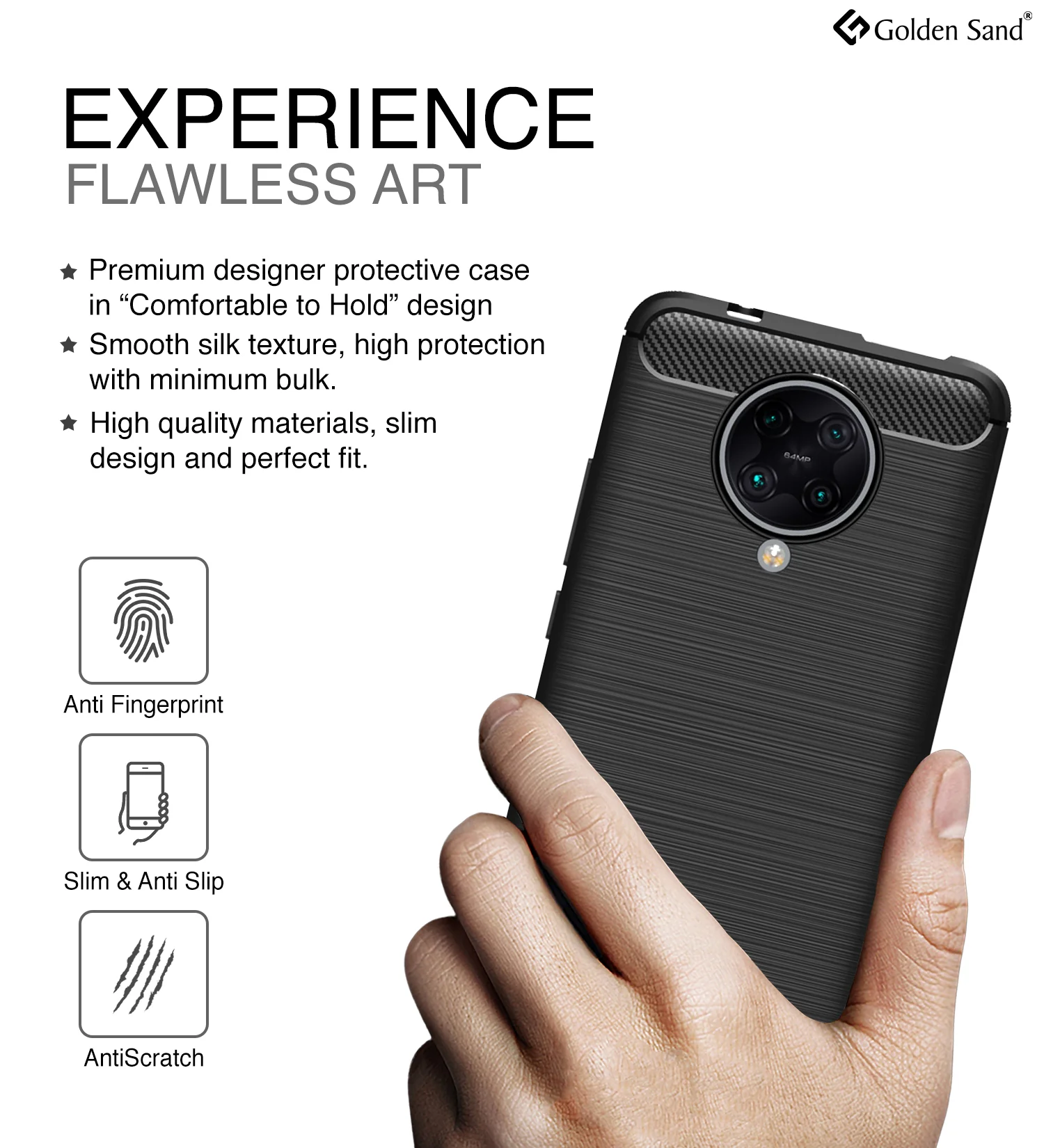 Carbon Fibre Series Shockproof Armor Back Cover for Xiaomi Poco F2 Pro 6.67 inch, Black - Image 4