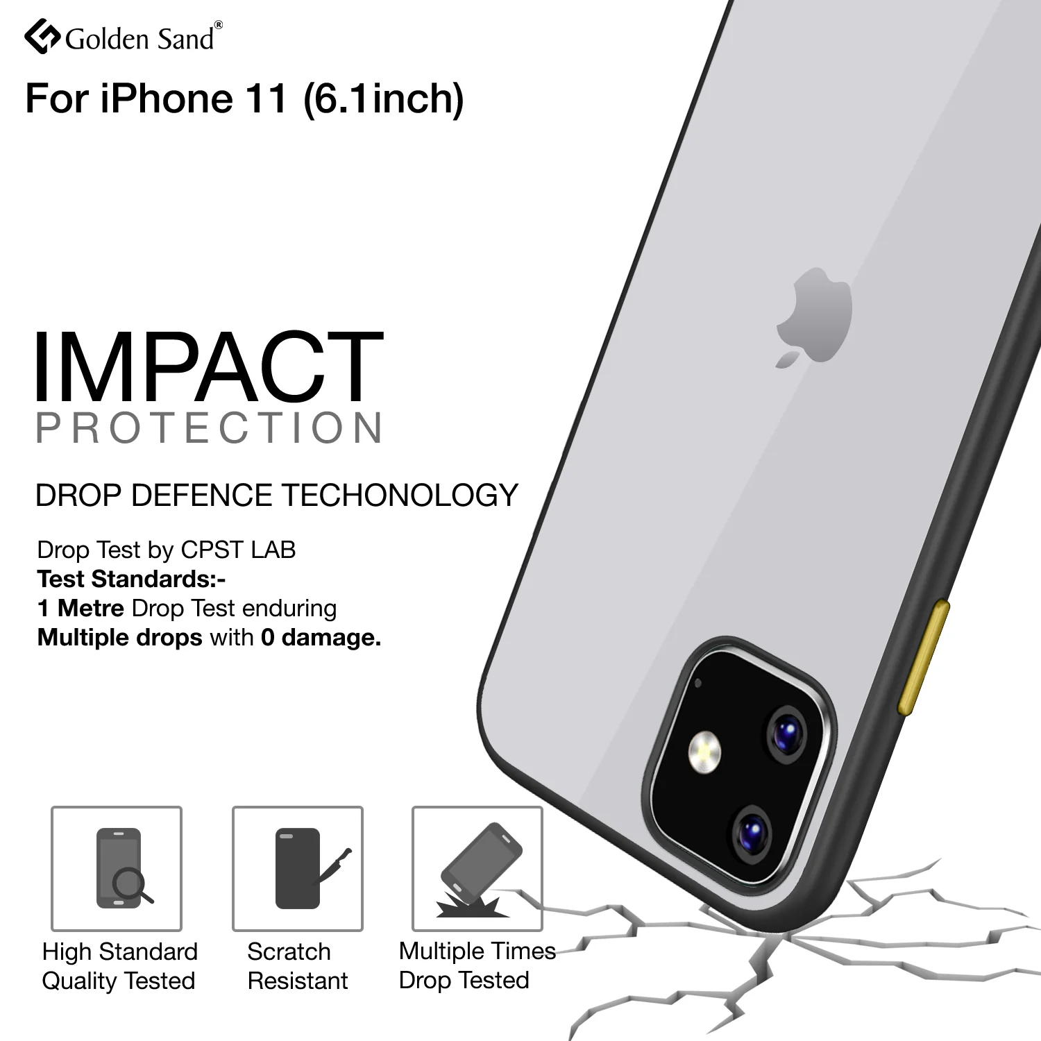 Simply Clear Series Hybrid Transparent Back Cover for Apple iPhone 11 6.1 inch, Black - Image 3