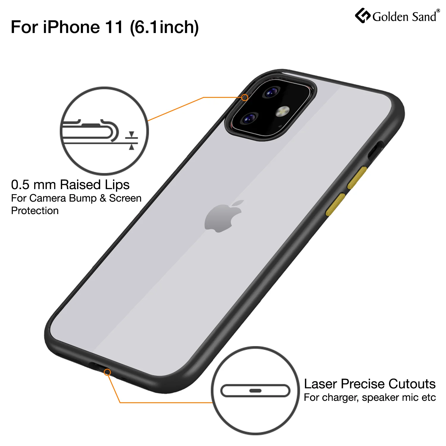 Simply Clear Series Hybrid Transparent Back Cover for Apple iPhone 11 6.1 inch, Black - Image 5