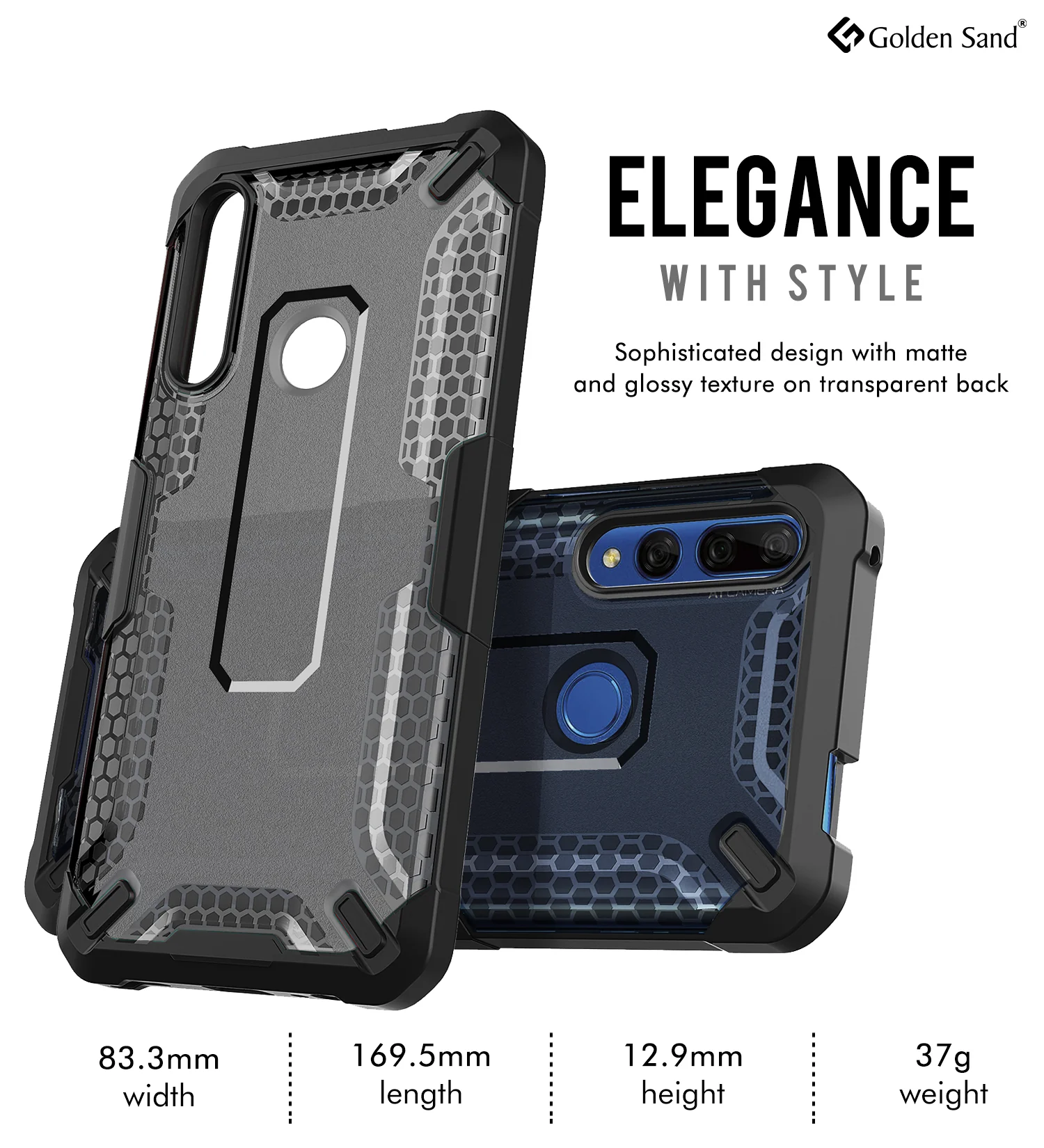 Drop Defense Pro Series Translucent Bumper Back Cover for Honor 9X, Huawei Y9 Prime 6.5 inch, Ash Black - Image 4