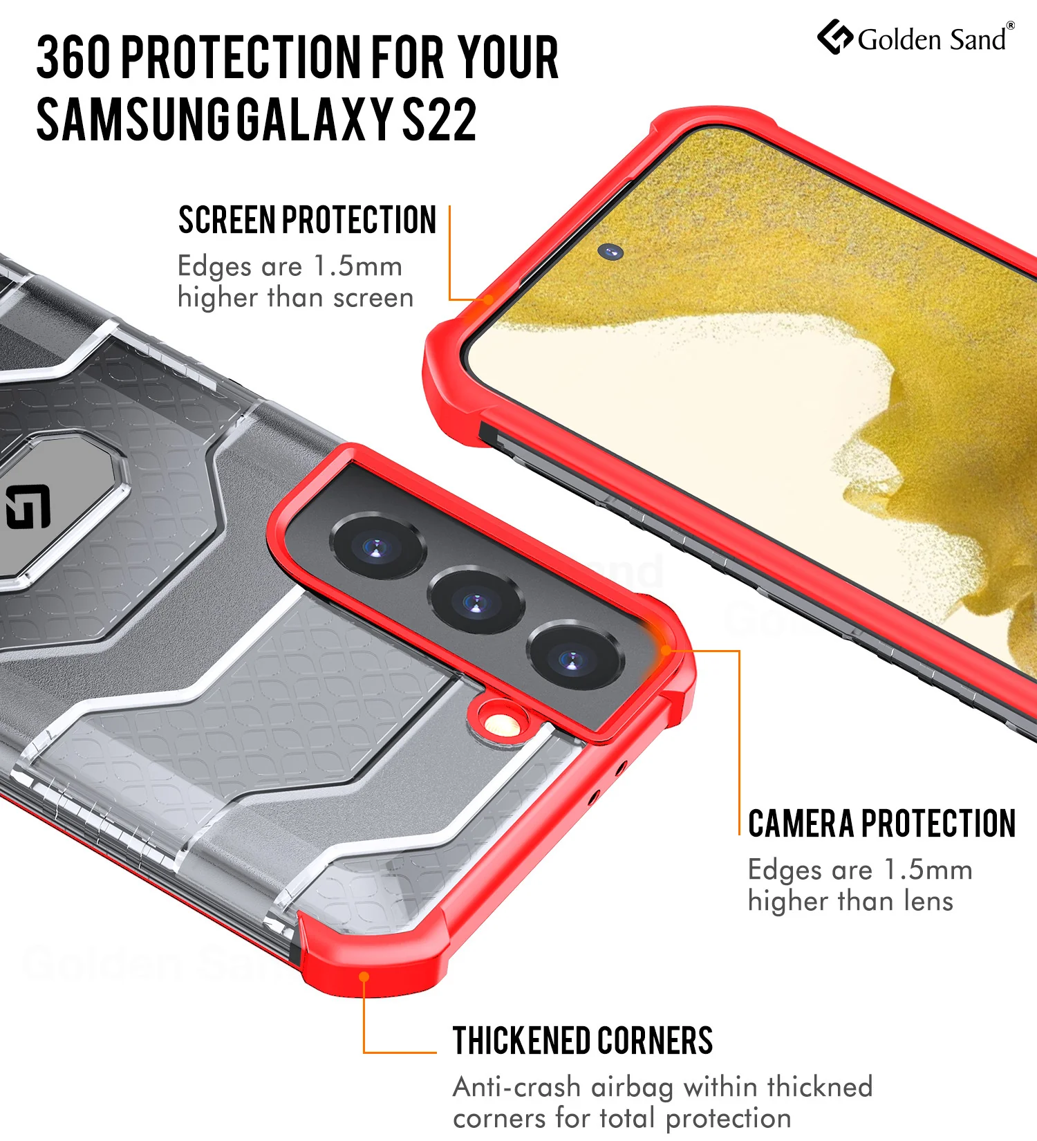 Samsung Galaxy S22 5G (6.1 inch) Back Cover | Explorer Series, Tangy Red - Image 2